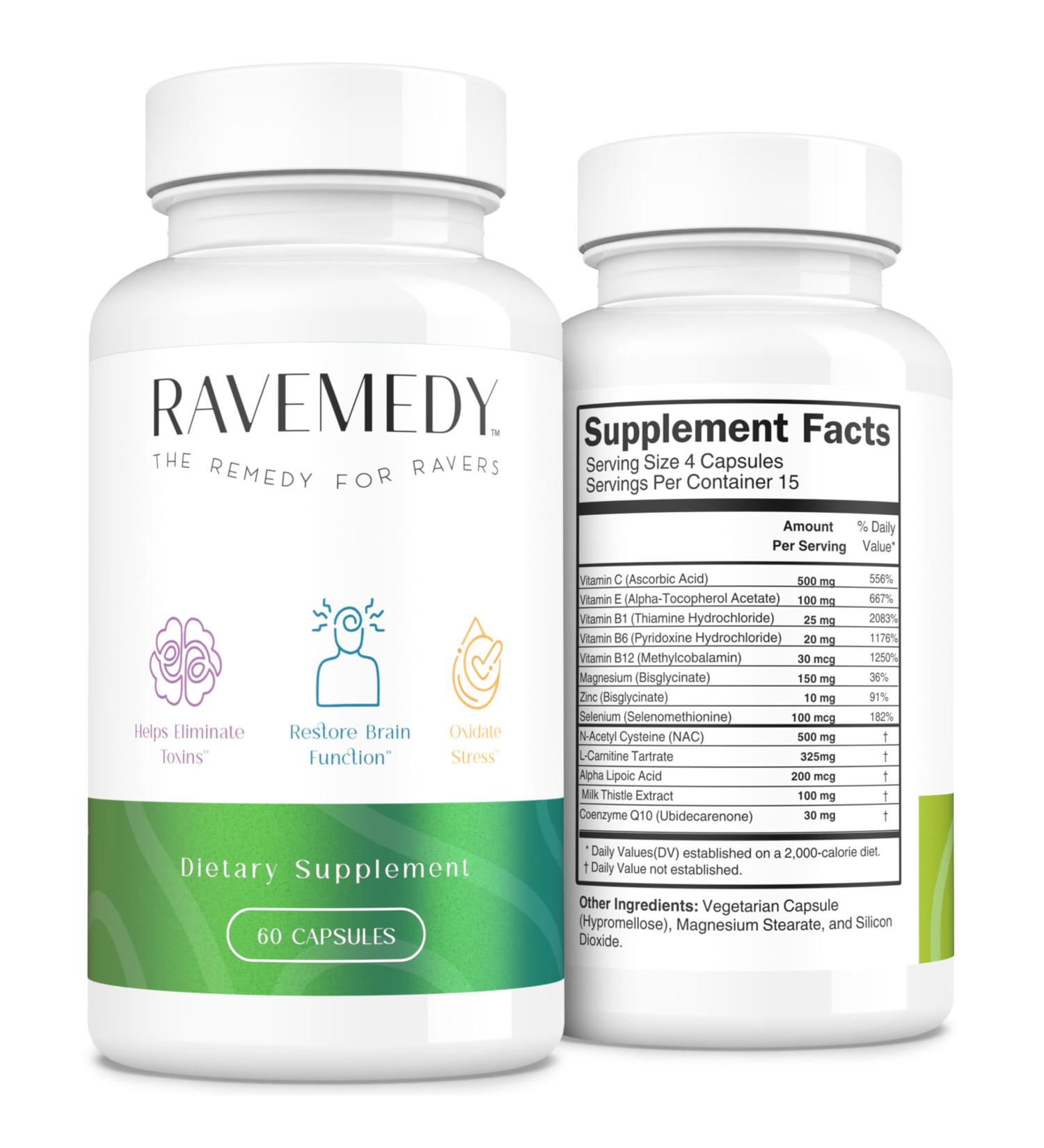 Rave Aid Supplement - Concert & Festival Essentials Supplement with NAC 500mg | Doctor 5-HTP-Free Formula | After Party Vitamins & Immune Support | Music Festival Rave Kit - 60 Capsules - Buy Online on GoSupps.com