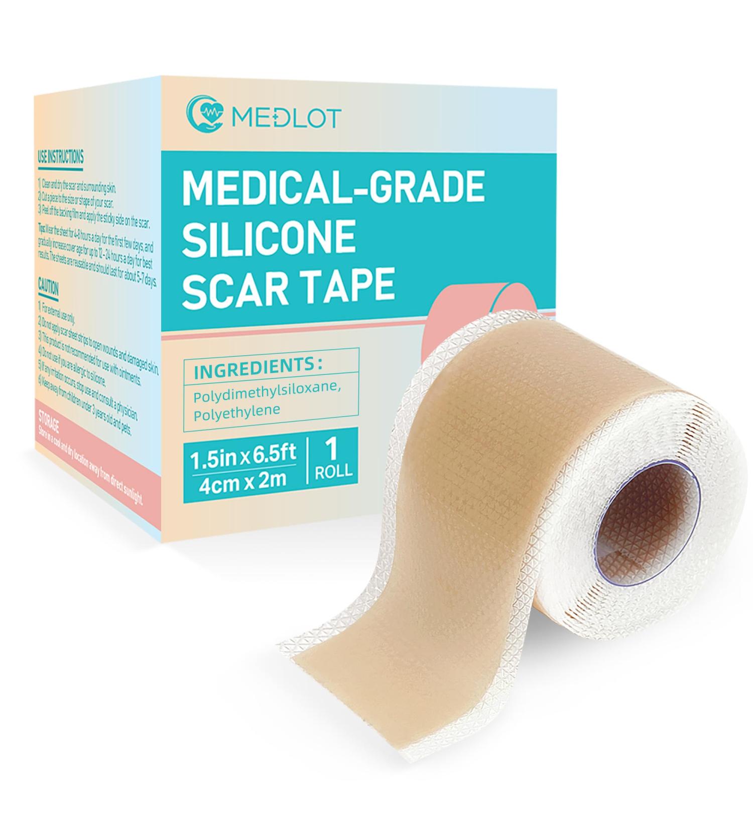 Silicone Scar Sheets 1.5 x 78 Roll - Reusable Medical Scar Tape for C-Section Keloid Stretch Marks & Surgical Scar Removal - Buy Online on GoSupps.com
