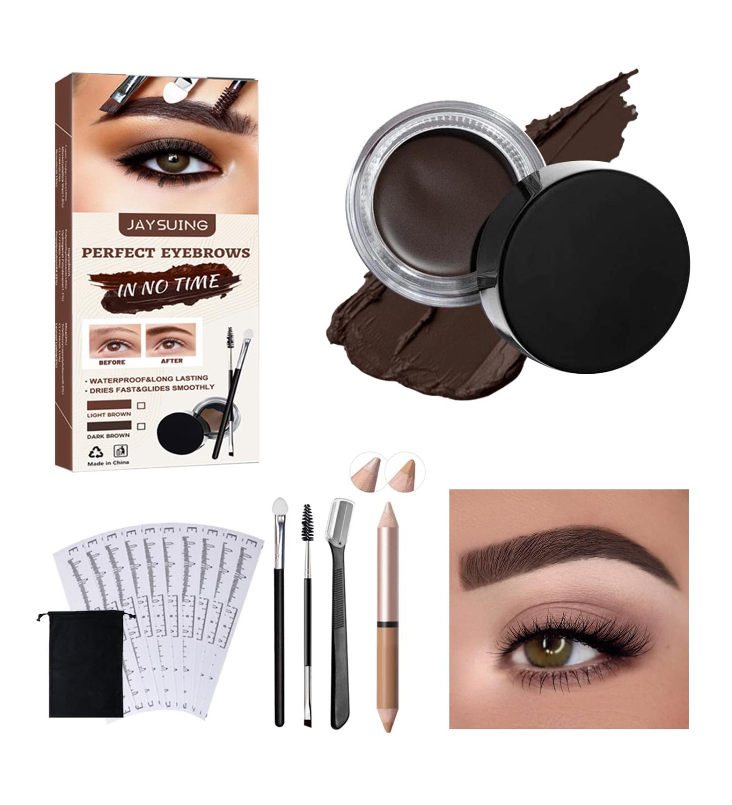Jaysuing Dark Brown Brow Pomade with Brush | Waterproof Long Lasting Eyebrow Pomade - Non-Off Color - Buy Online on GoSupps.com