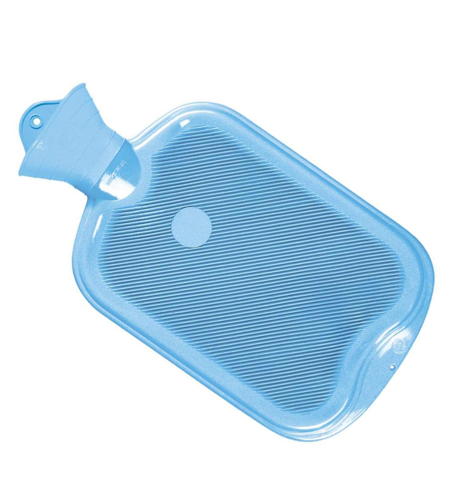 Eco-Friendly 2L Hot Water Bottle - Natural Rubber Double-Sided Design Light Blue - Buy Online on GoSupps.com