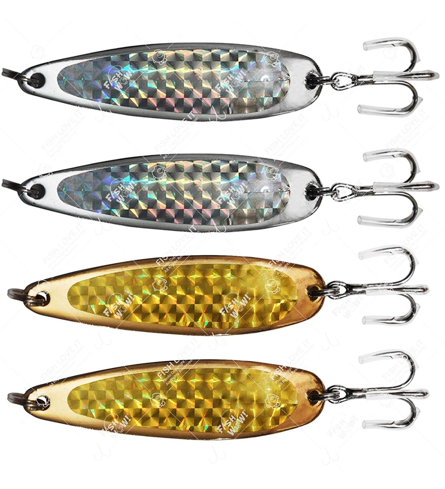 4pcs 3oz 6inch Fishing Spoon Set with Treble Hook - Gold & Silver | Fish Wow! - Buy Online on GoSupps.com