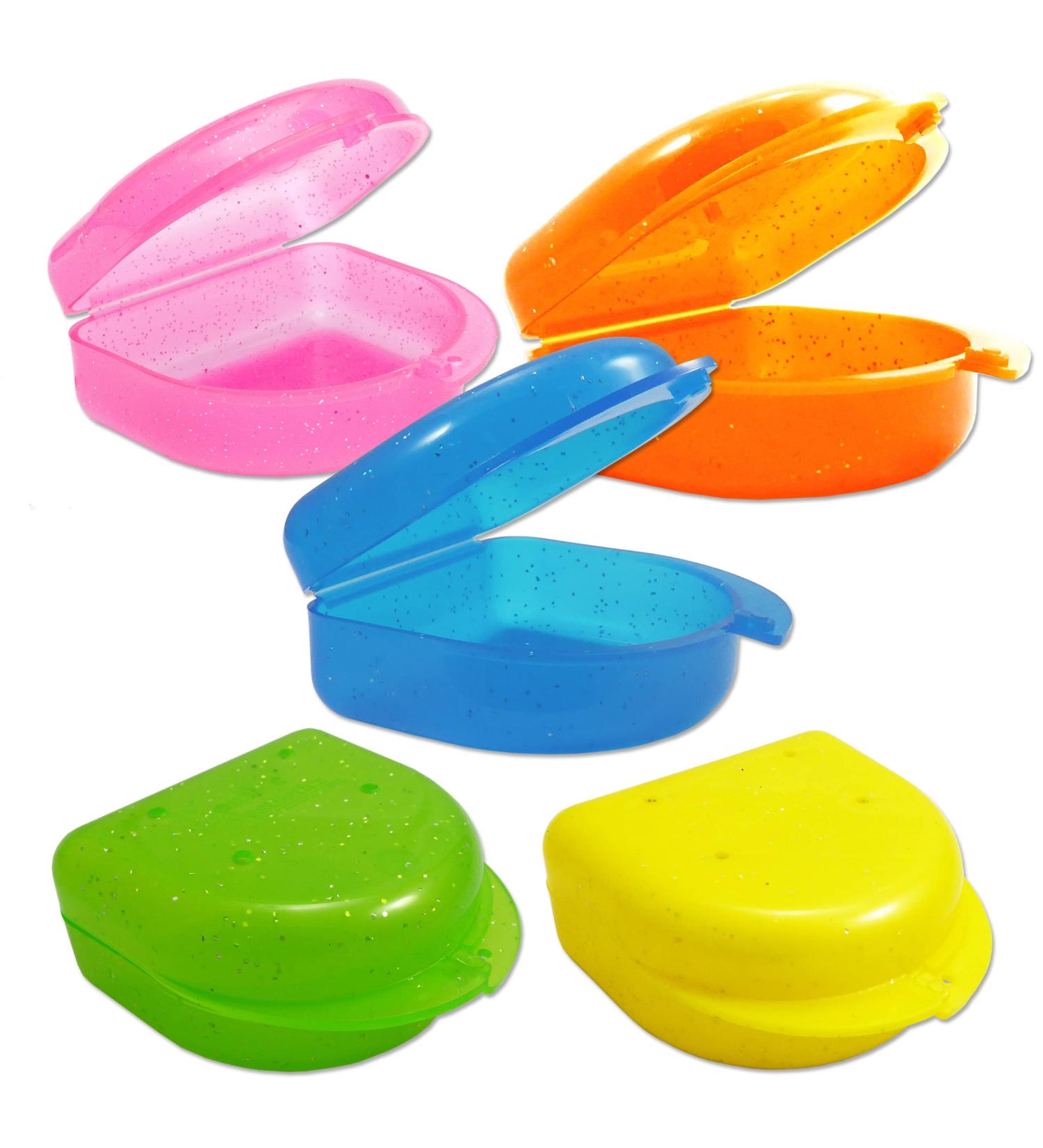 5 x Mouthguard Box for Ortho Retainers Sports Gear & Dentures - Glitter Mix | International Shipping Available - Buy Online on GoSupps.com