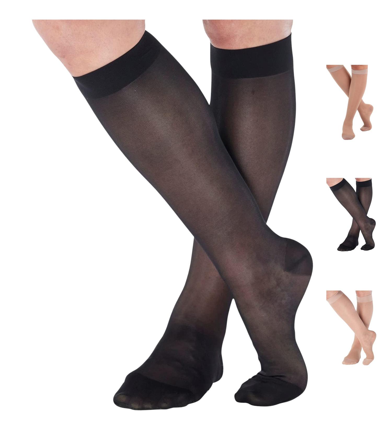 Absolute Support Elegant Compression Stockings for Women | Class 2 20-30 mmHg | Relief for Varicose Veins & Lymphedema | Black XL - Buy Online on GoSupps.com