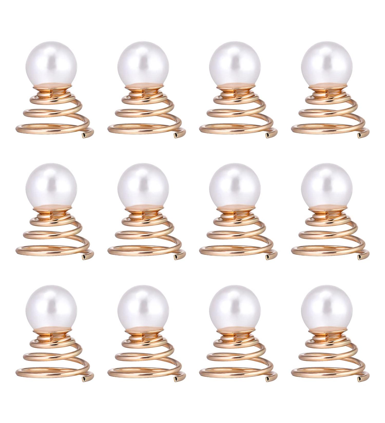 Lurrose 12pcs Golden Pearl Spiral Hair Pins for Wedding Prom Party - Bridal Hair Clips - Buy Online on GoSupps.com