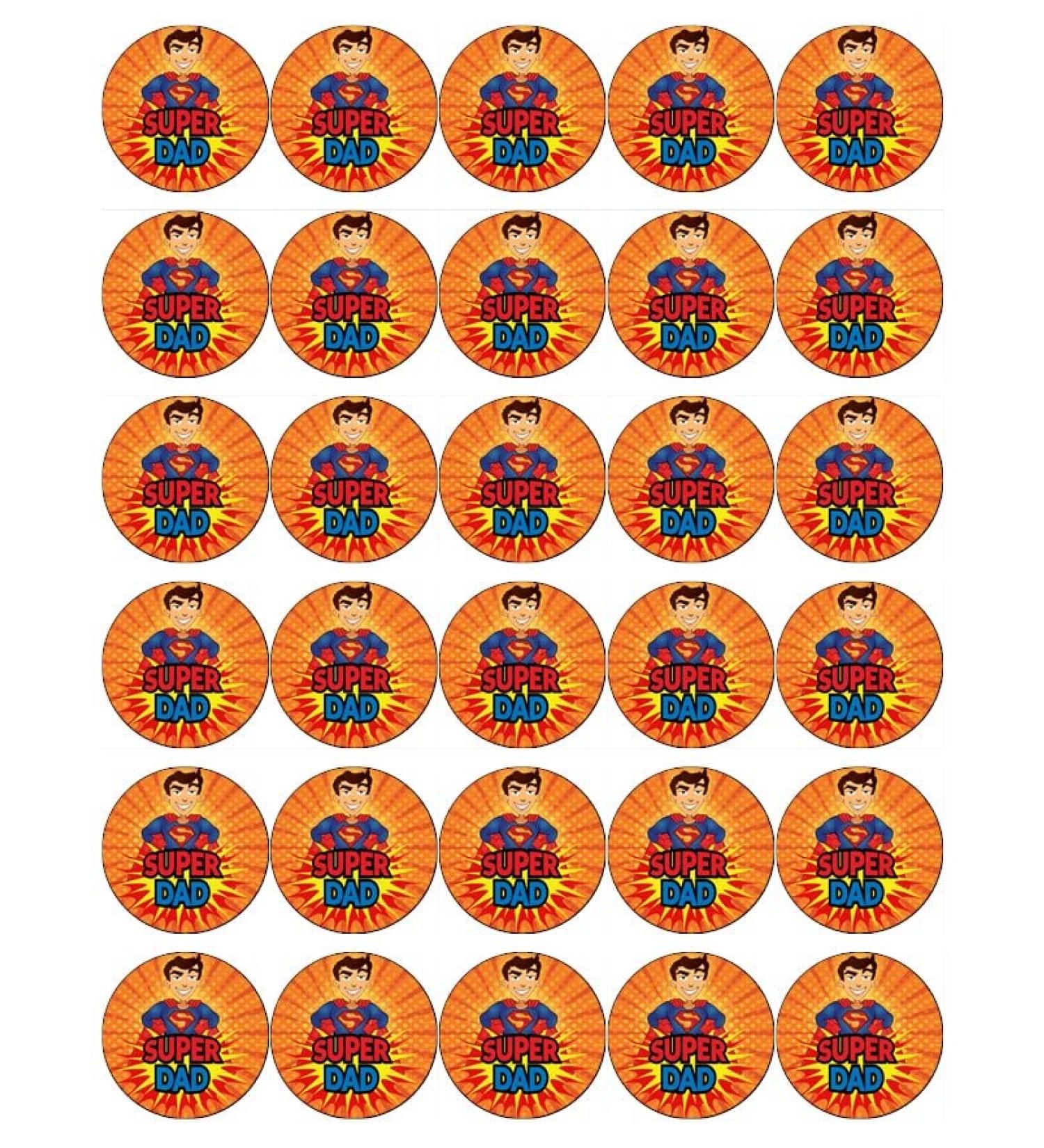 30 Fathers Day Superdad Cupcake Toppers Edible Wafer Paper Fairy Cake Toppers Birthday Cake Decorations