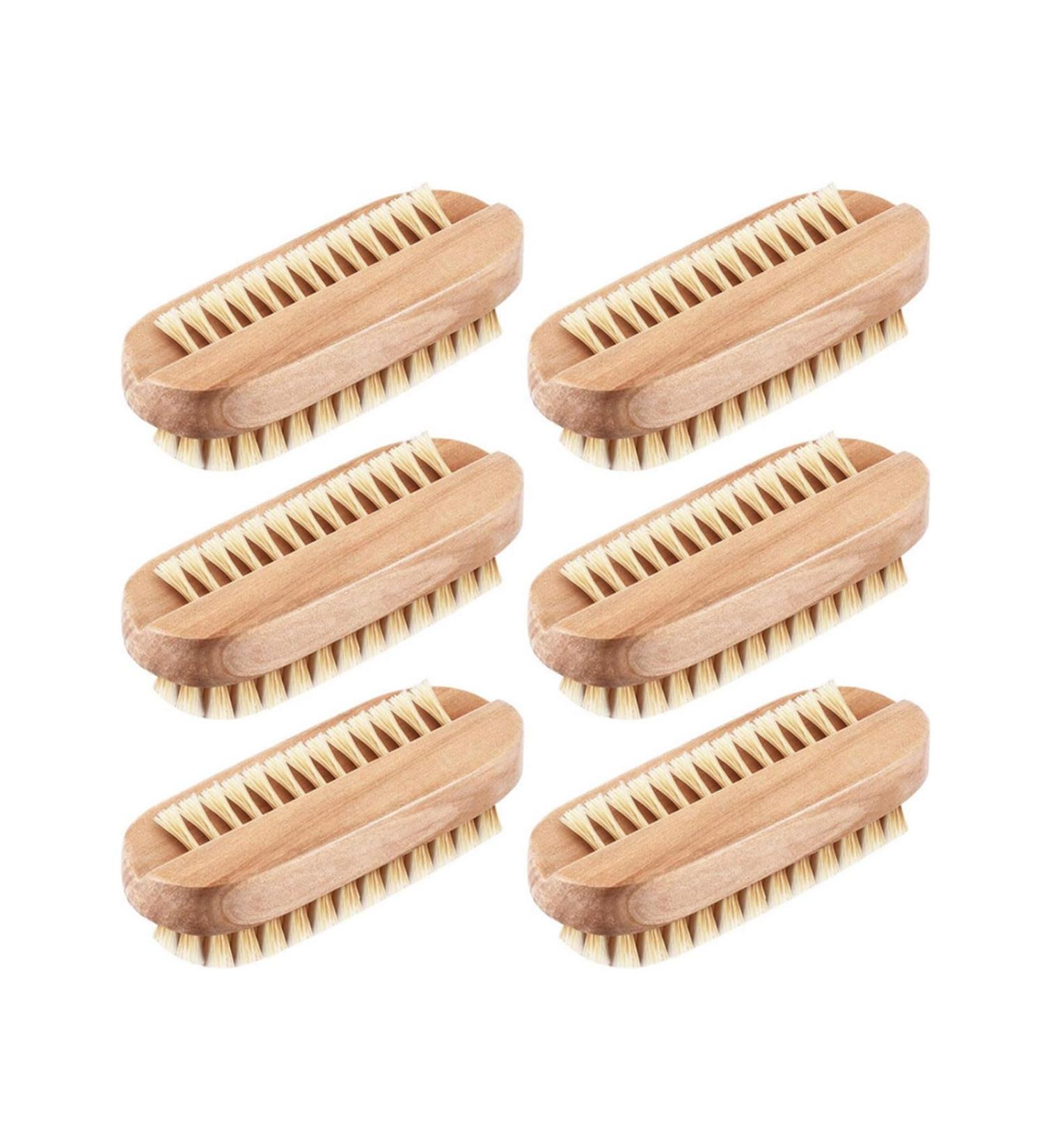 rflaueo 6pcs Wooden Nail Brush Double Sided Scrub Wood Nail Brush for Toes Nails Hands Garden Salon(U94-6) - Buy Online on GoSupps.com