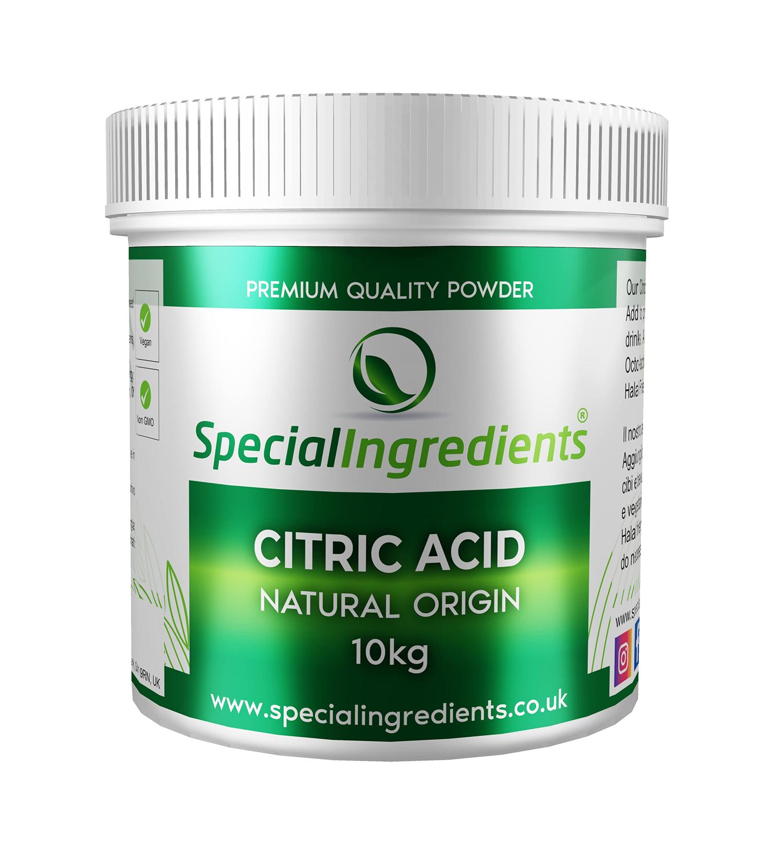 Special Ingredients Citric Acid Powder 10kg - Premium Quality, Vegan, Non-GMO, Non-Irradiated - Recyclable Container | 10 kg - Buy Online on GoSupps.com