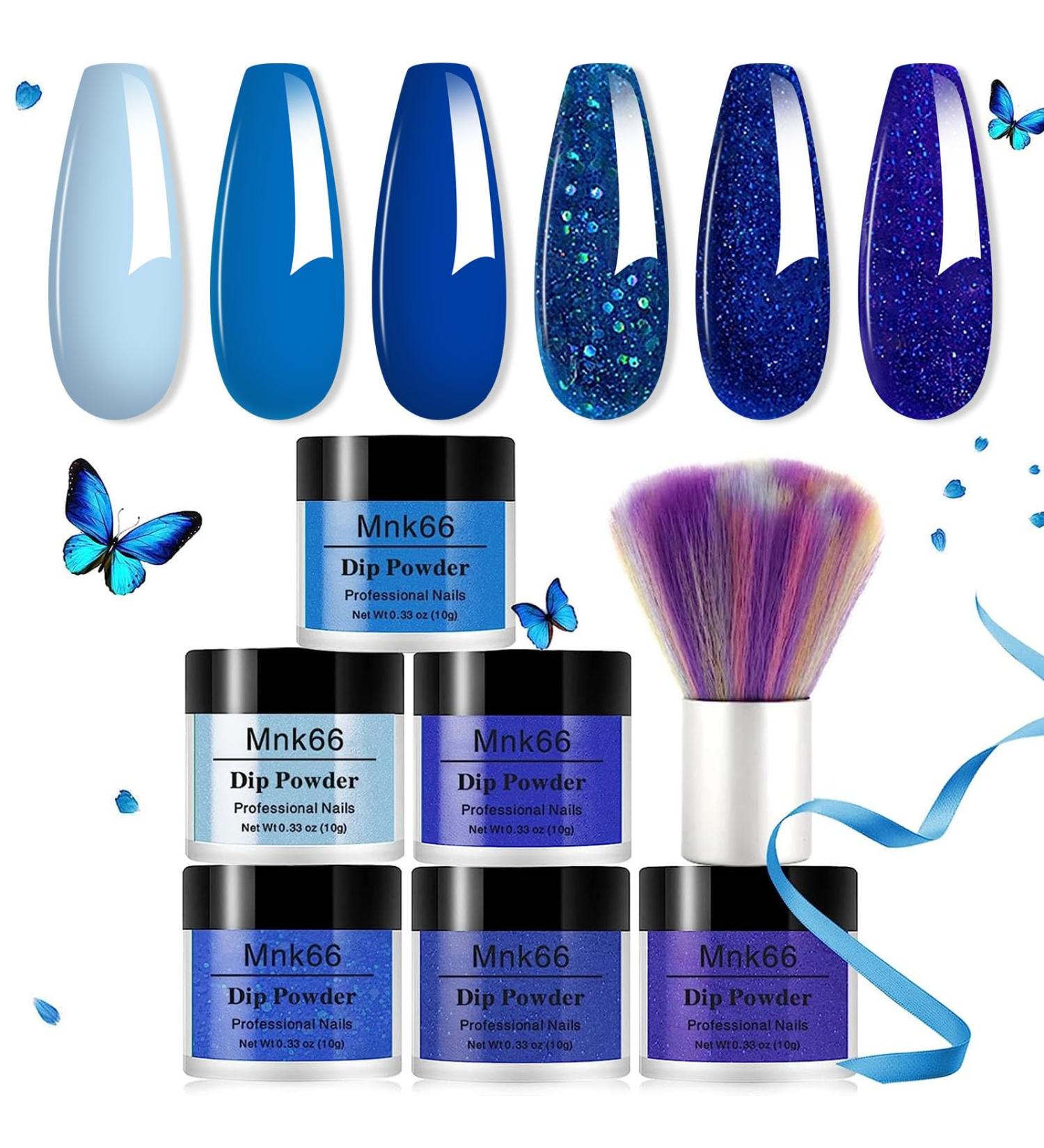 6 Colors Dip Powder Set - Royal Blue Glitter Nail Art for DIY Manicure | Glossy Finish - Perfect Gift for Ladies - Buy Online on GoSupps.com