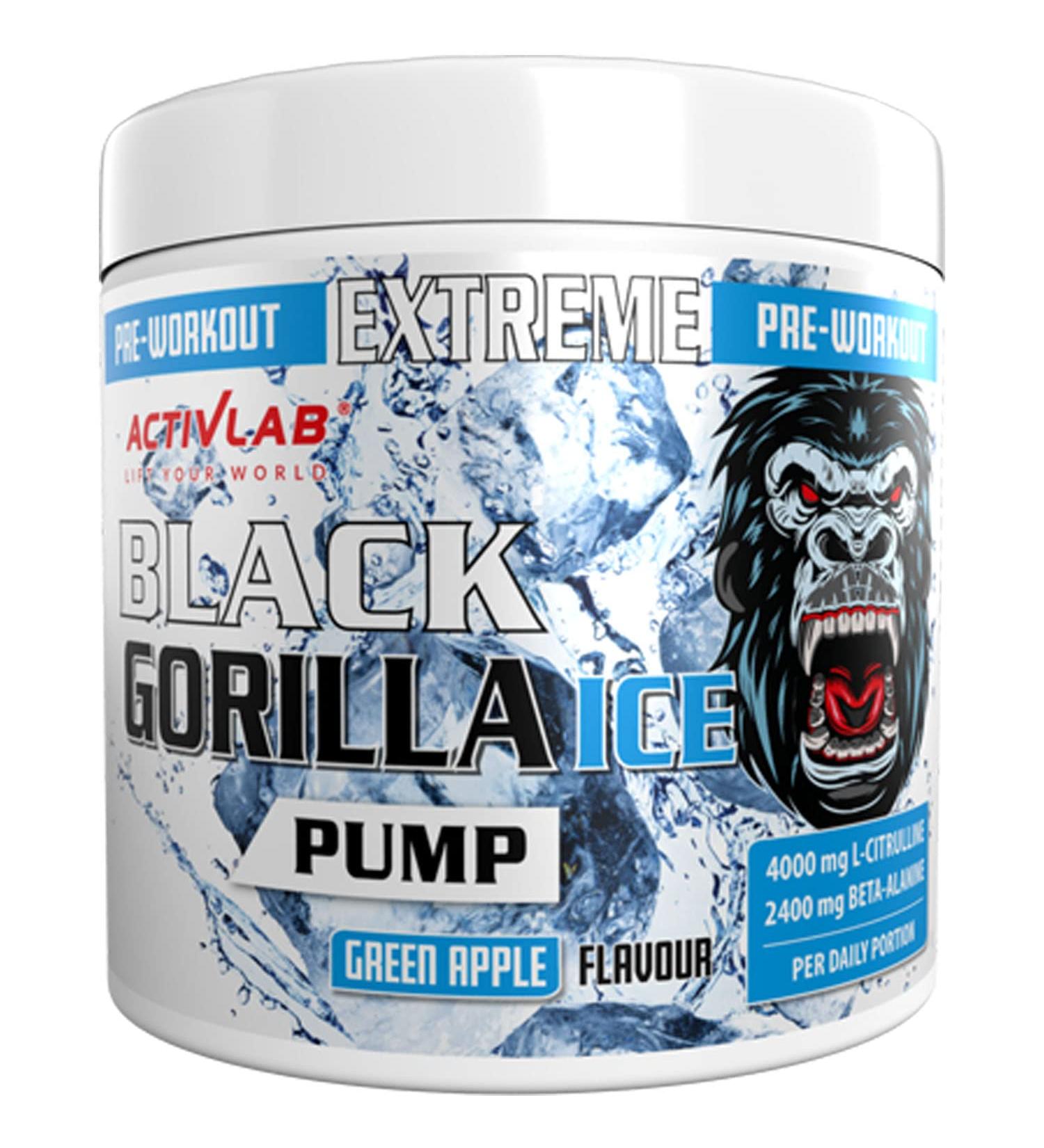 Buy ActivLab Black Gorilla Ice Pump Pre-Workout 300g - 30 Portions | 4000mg L-Citrulline 2400mg Beta-Alanine Caffeine-Free Ice-Cooling Apple Flavor | International Shipping - Buy Online on GoSupps.com