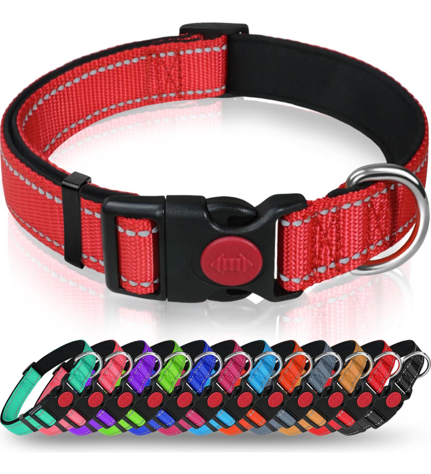Taglory Soft Padded Neoprene Dog Collar for Small Dogs - Adjustable & Reflective - Red (1 Pack) | Best for Training & Comfort - Buy Online on GoSupps.com