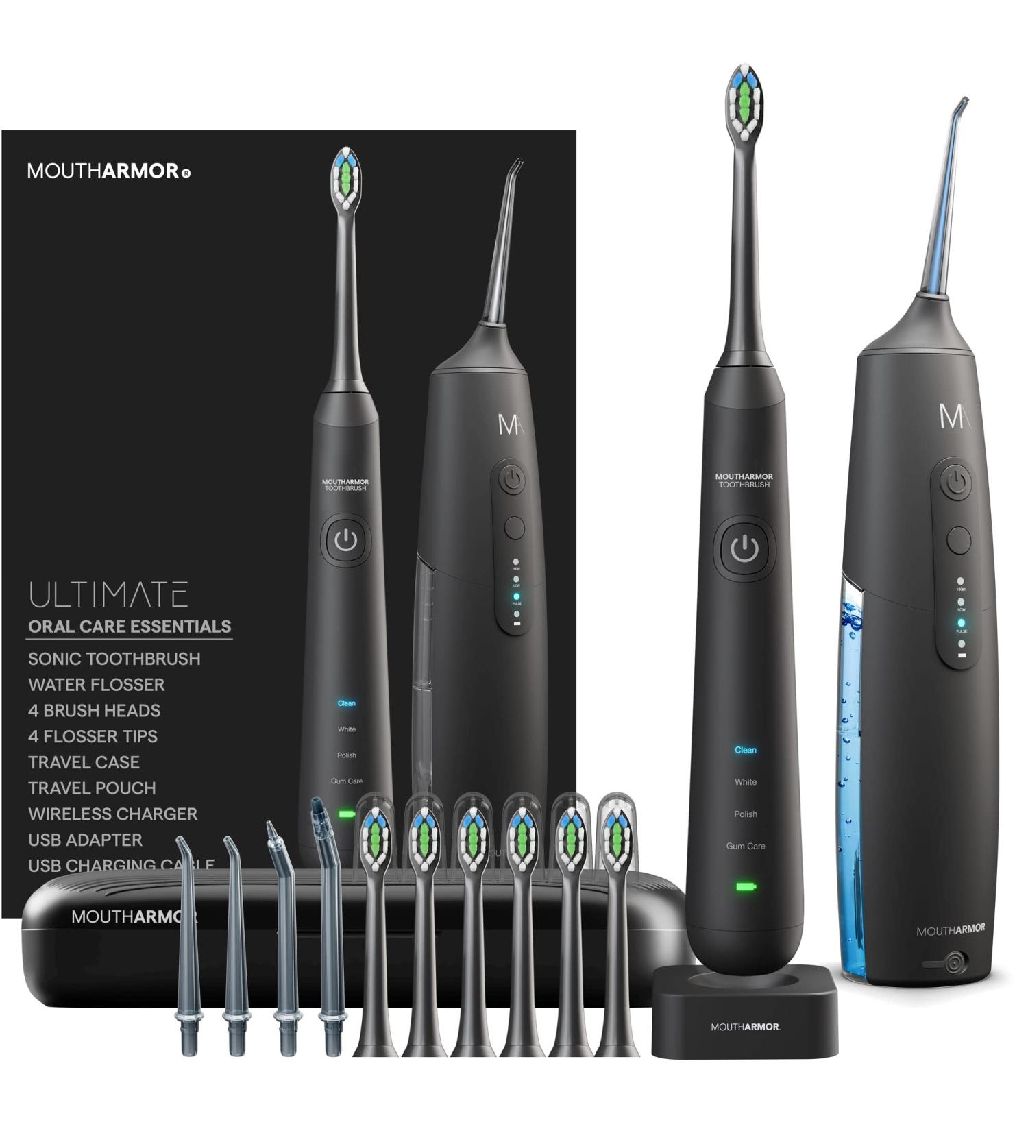 Mouth Armor Cordless Water Flosser & Electric Toothbrush Combo | Best Dental Care Products for Healthy Teeth & Gums - Buy Online on GoSupps.com