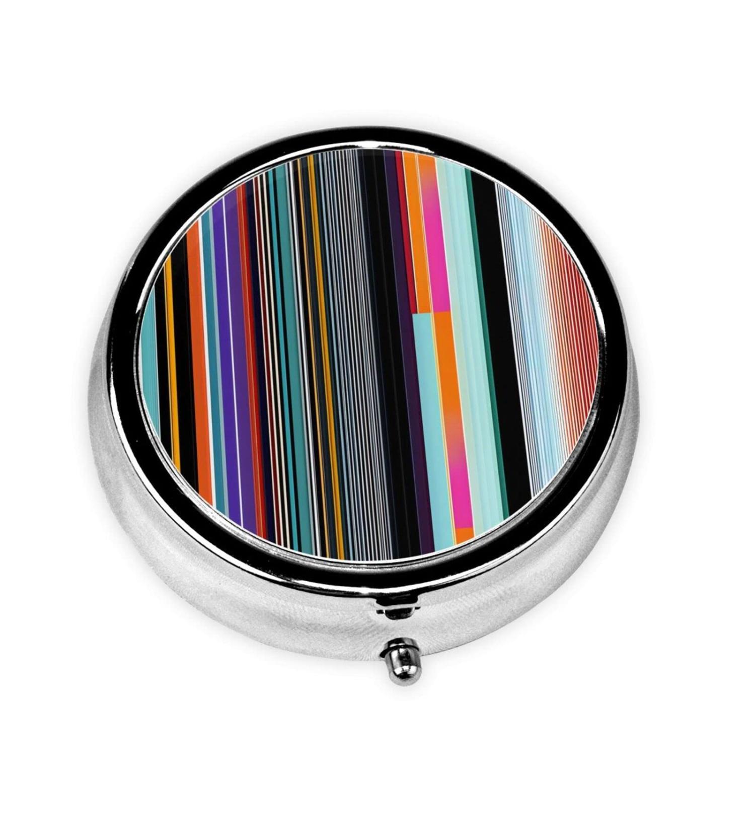 Buy Irregular Vertical Lines Round Pill Box | 3 Compartment Travel Organizer for Easy Meds on the Go - Buy Online on GoSupps.com