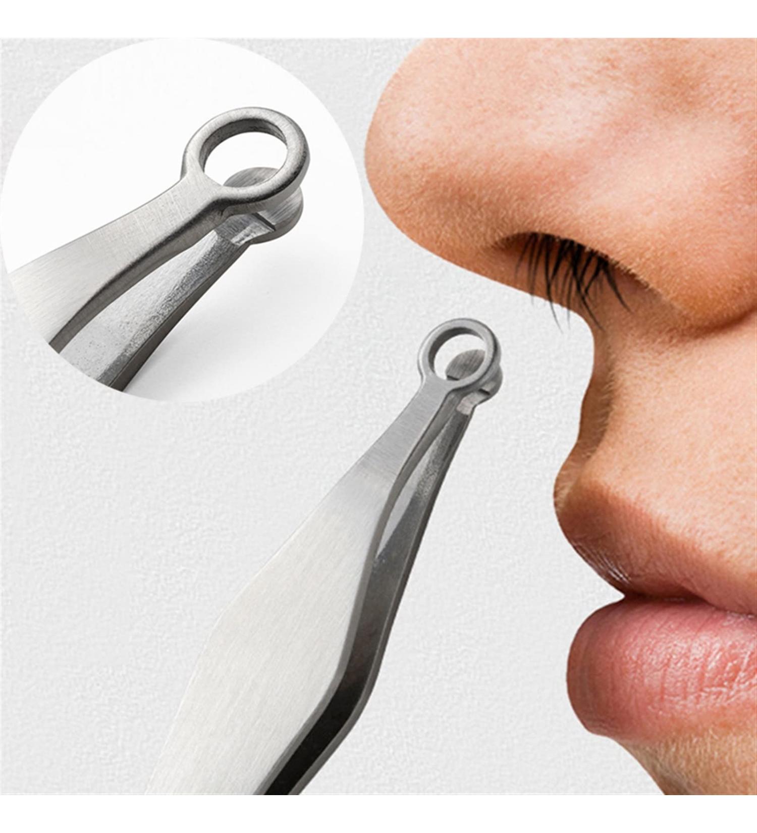 Stainless Steel Nose Hair Trimmer & Tweezers | Universal Eyebrow & Facial Hair Cutting Scissors - Red - Buy Online on GoSupps.com
