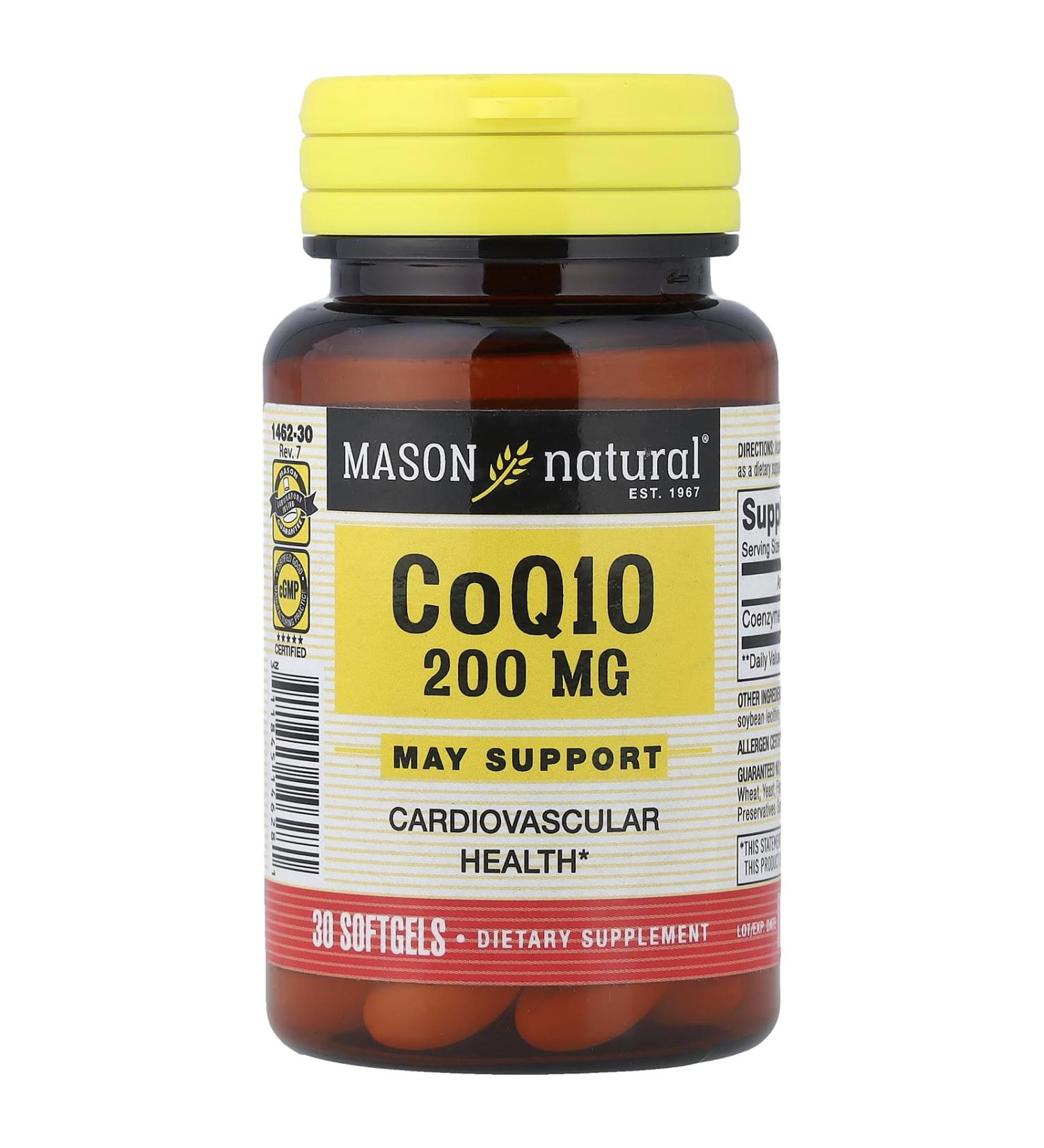 Mason Vitamins Q-10 Co-Enzyme Softgels 200 mg 30 Count Ginger 30 Count (Pack of 1)