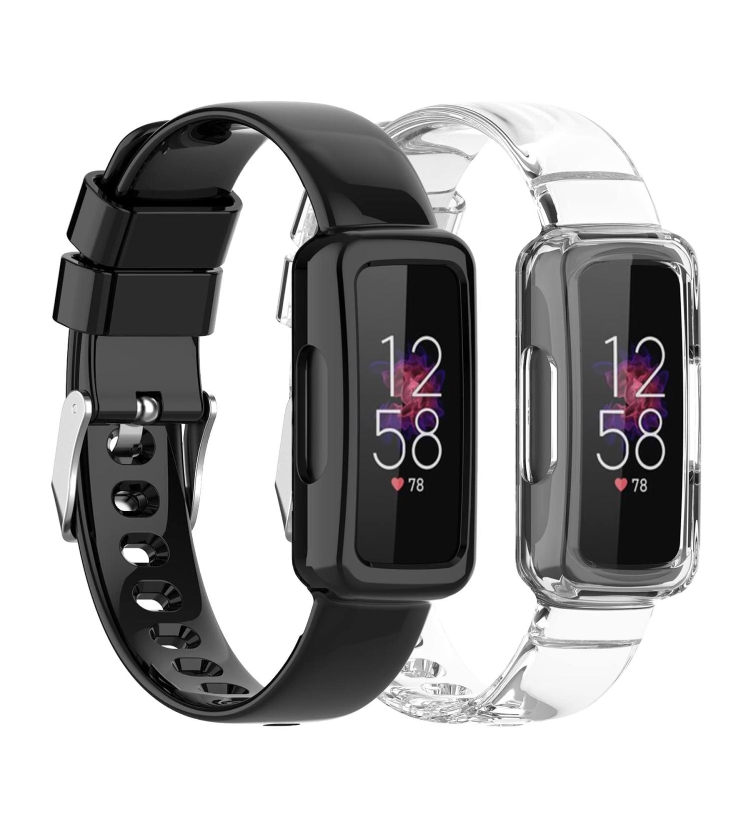 Kakurookie 2 Pack Compatible Bands with Case for Fitbit Luxe/Inspire Series - Rugged & Shockproof Design - Black+Clear - Men/Women - Buy Online on GoSupps.com