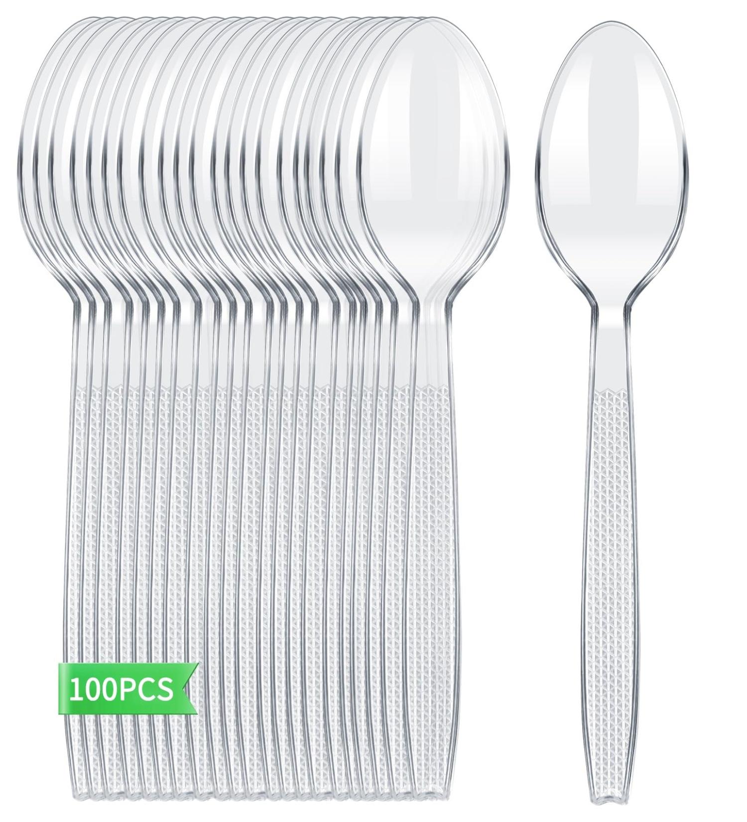 Plastic Spoons Ideal for Party Sturdy and Durable BBQ Picnic Home Office and Restaurant Use 100 Pack  - Buy Online on GoSupps.com