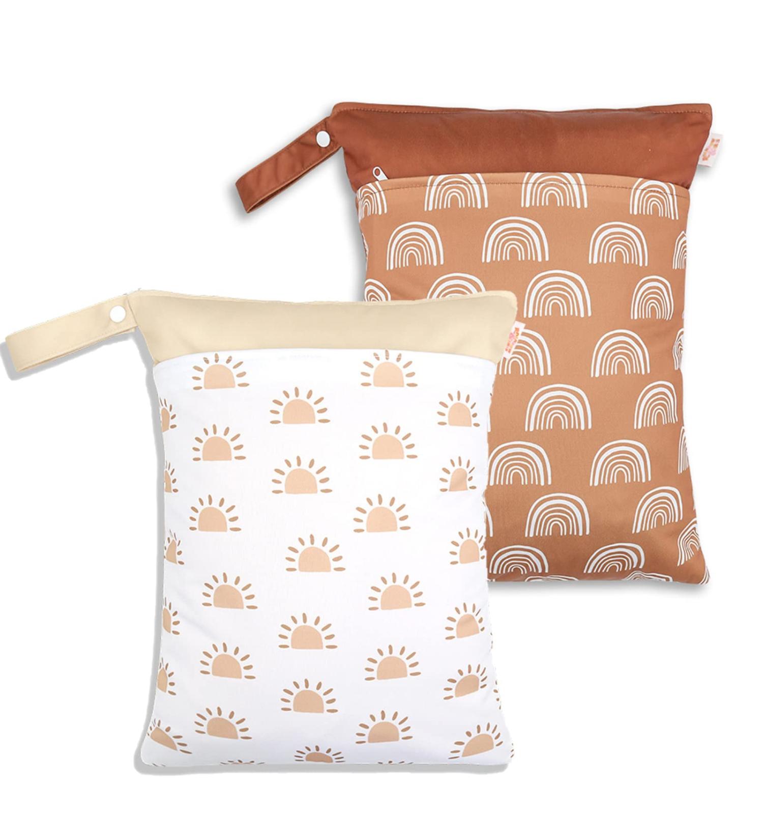 Maeau 2-Pack Wetbags for Cloth Diapers | Reusable Waterproof Baby Organizer & Gym Bag | 30x40cm | 7 Stylish Patterns - Buy Online on GoSupps.com