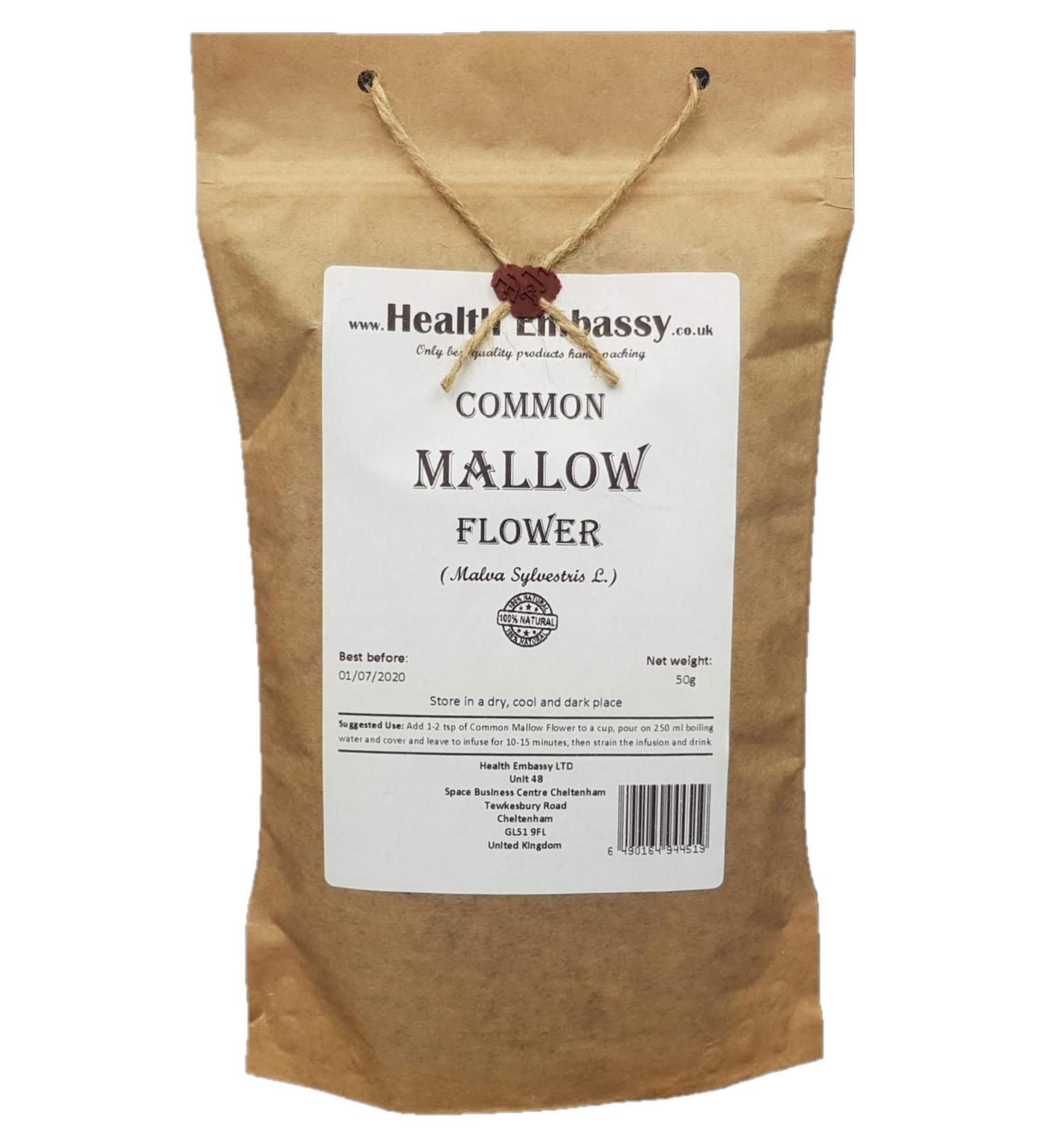 Health Embassy Common Mallow Flower/Mauve Sylvestre Fleur (Malva sylvestris L.) (50g) - Buy Online on GoSupps.com