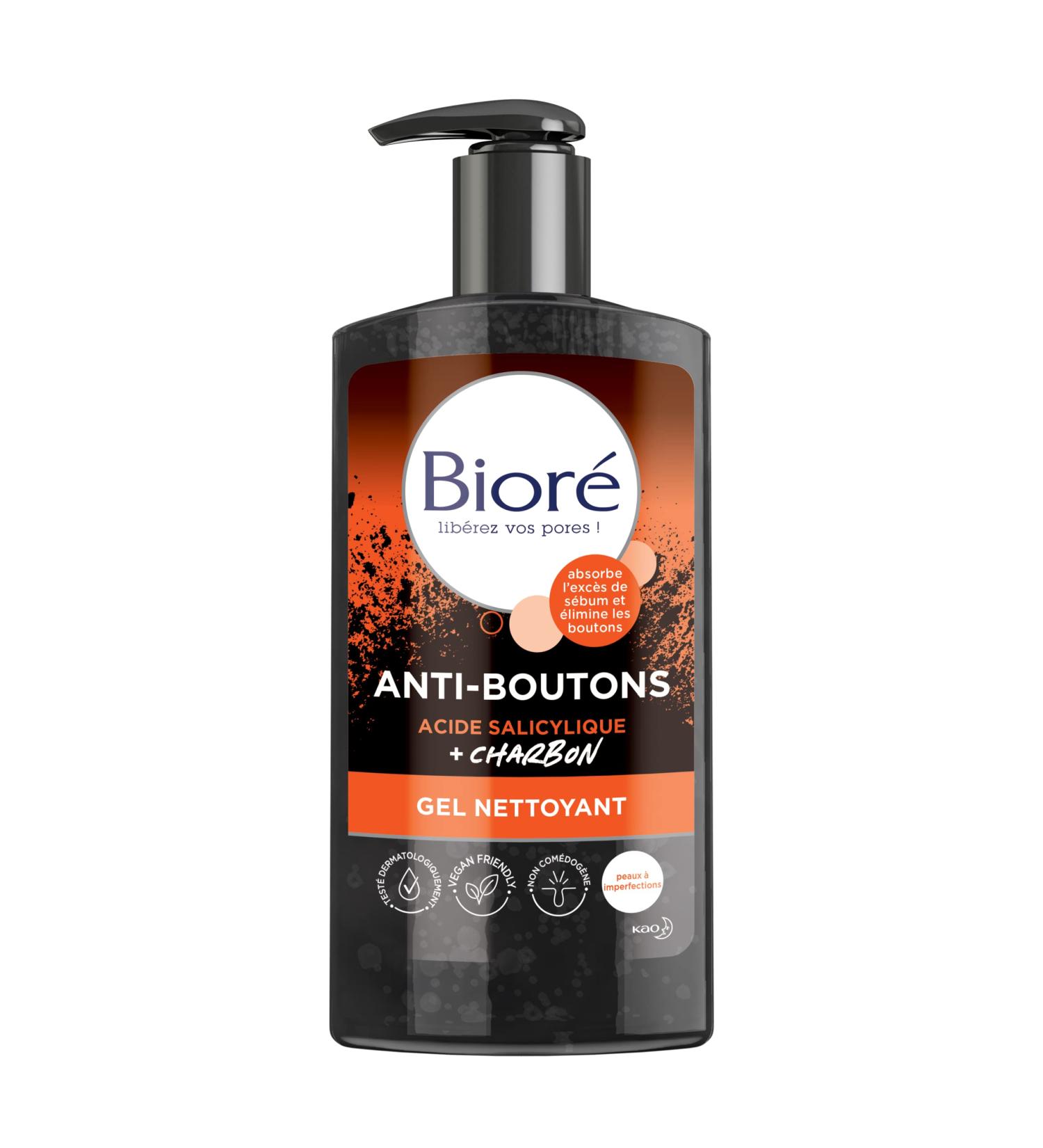 Biore Anti-Pimple Cleansing Gel with Charcoal + Salicylic Acid 200ml - Buy Online on GoSupps.com