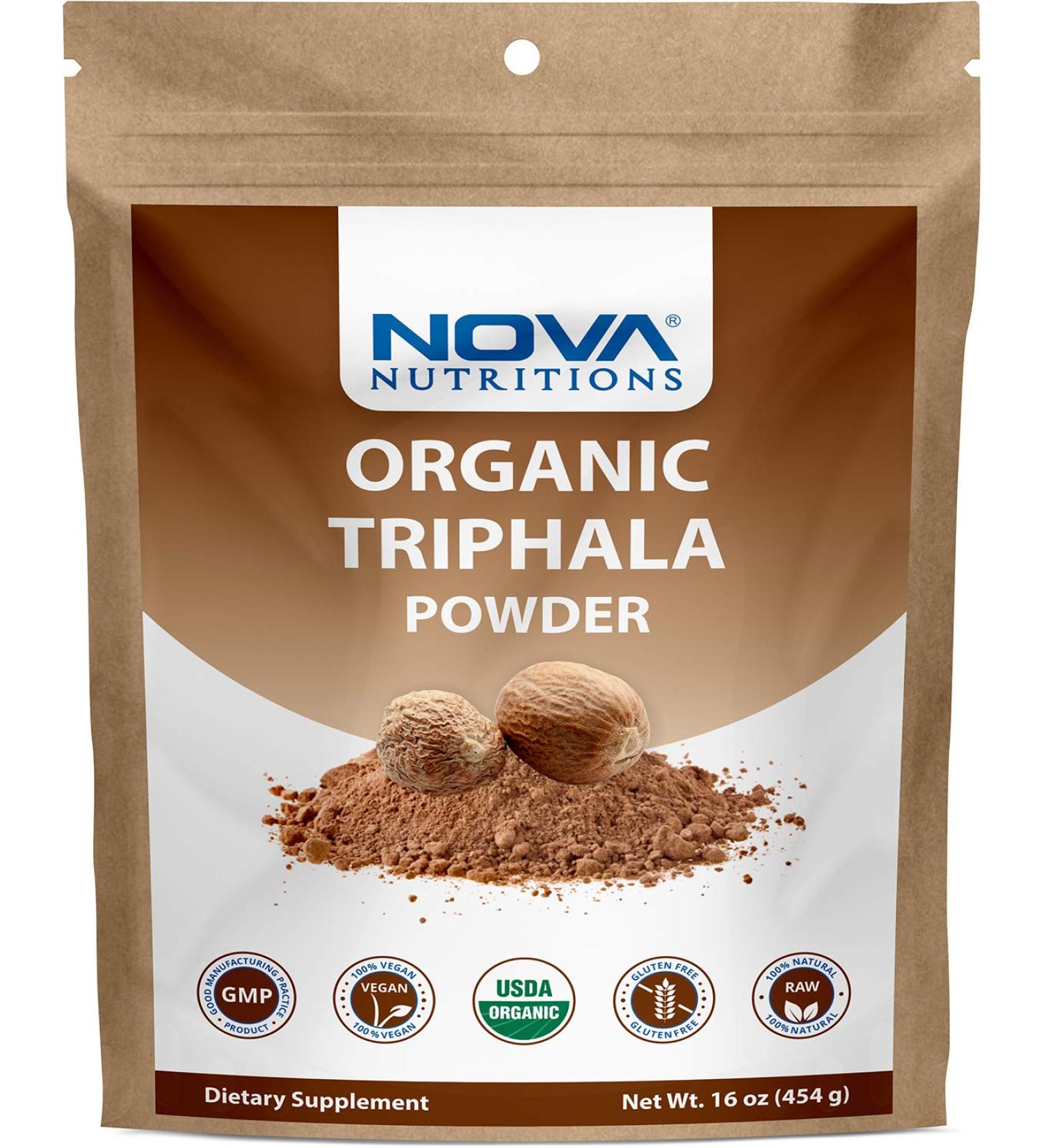 Nova Nutritions Certified Organic Triphala Powder 16 OZ - Promotes Healthy Immune & Digestive Function - Buy Online on GoSupps.com