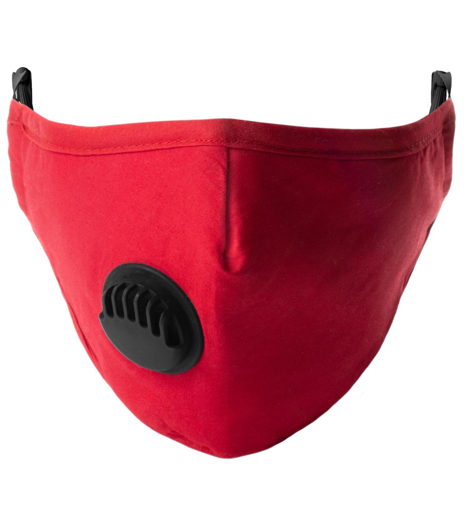 Reusable washable face mask with ventilation breathable mouth and nose protection red