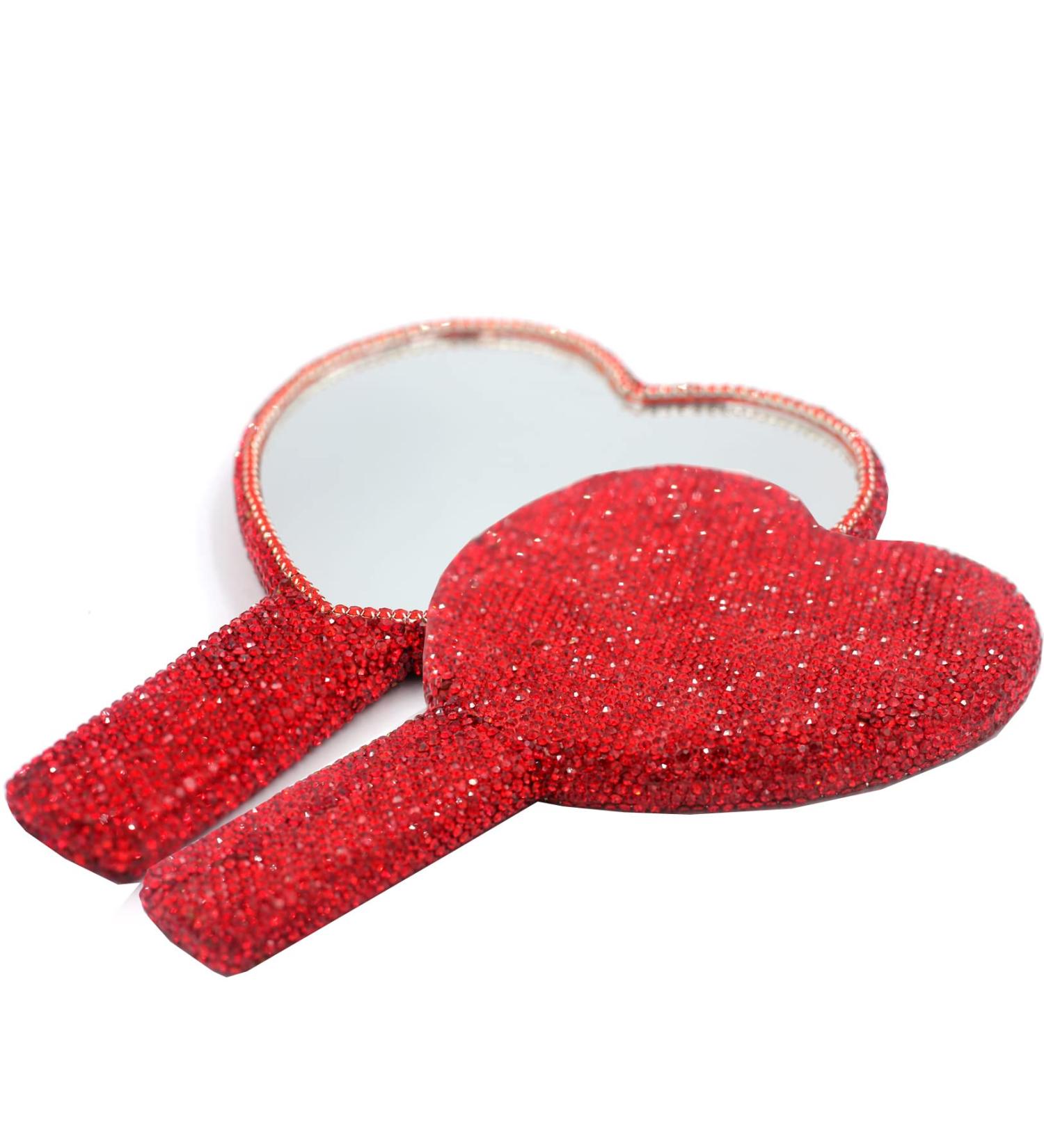 Bestbling Bling Rhinestone Heart Handheld Mirror - Portable Makeup Mirror for On-The-Go Touch-ups (Plastic Red) - Buy Online on GoSupps.com