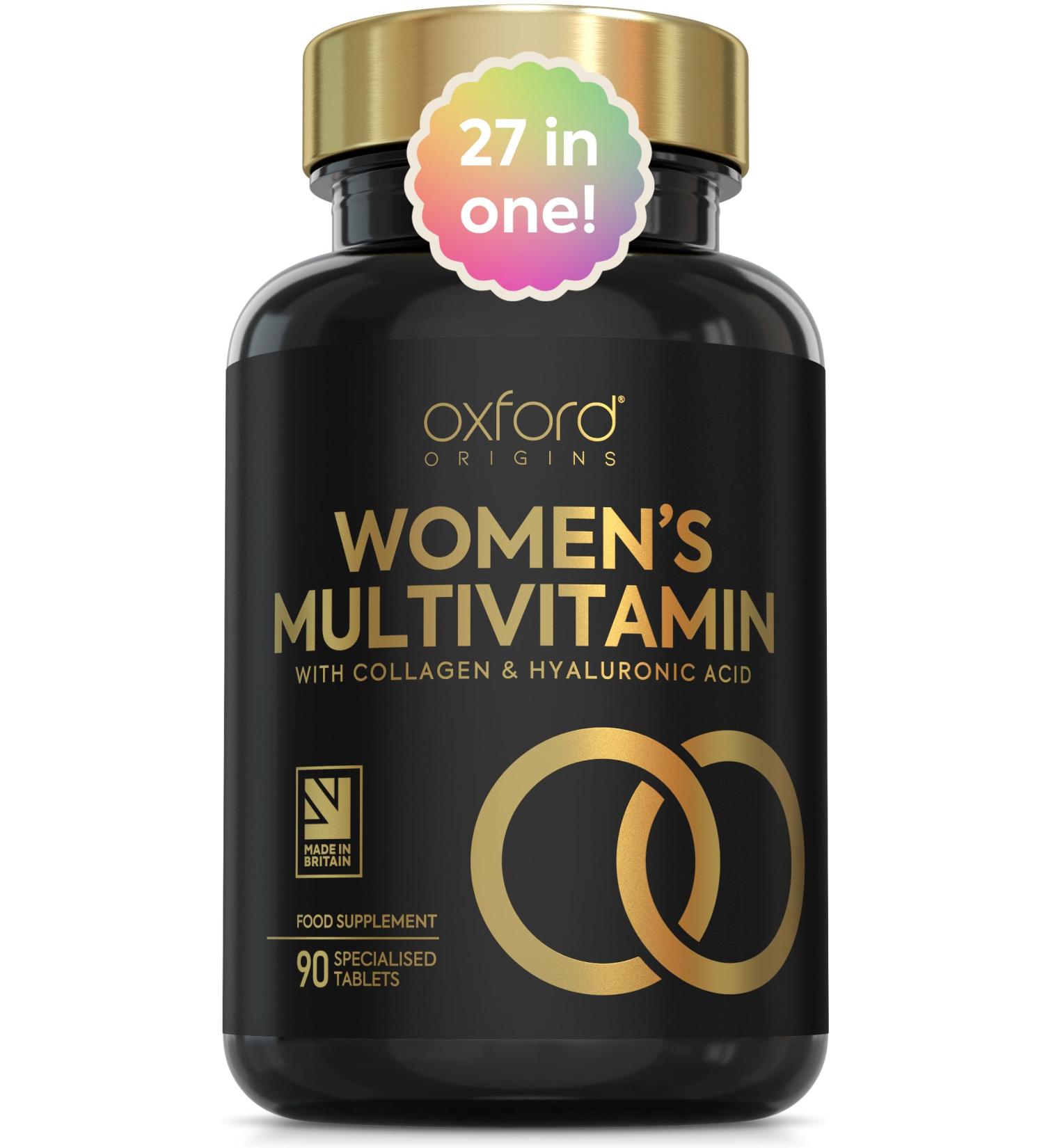 Award Winning Multivitamin Tablets for Women with Collagen & Hyaluronic Acid | Made in The UK | Womens Vitamins to Support Hormones Immunity & Energy | Collagen Supplements for Women | 90 Tablets 90 count (Pack of 1) - Buy Online on GoSupps.com