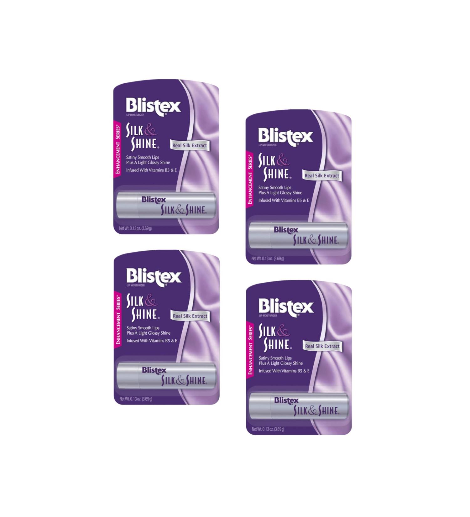 Blistex Silk & Shine Lip Moisturizer Enhancement Series Real Silk Extract Infused with Vitamins B5 & E 0.13 oz (3.69 g) (Pack of 4) - Buy Online on GoSupps.com