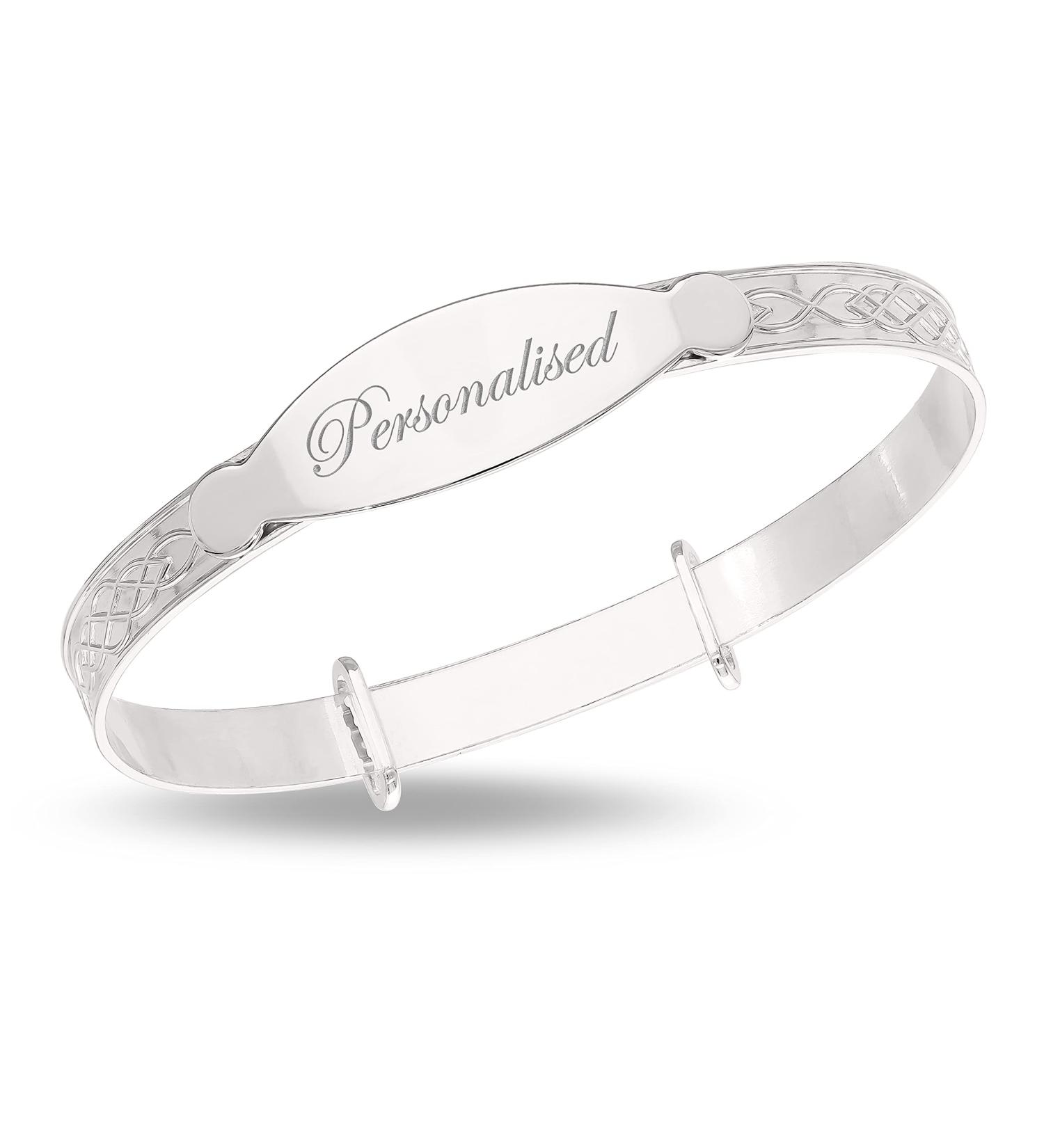 Dolce Valentina Personalised 925 Baby Bangle Bracelet | Baptism Christening Gift for Newborn 0-1 yrs - Buy Online on GoSupps.com