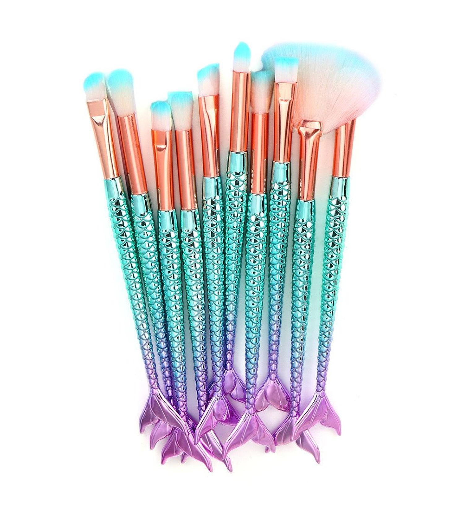 Premium 11-Piece Mermaid Makeup Brush Set for Women | Professional Face & Eyeshadow Brushes - Free Shipping Worldwide - Buy Online on GoSupps.com