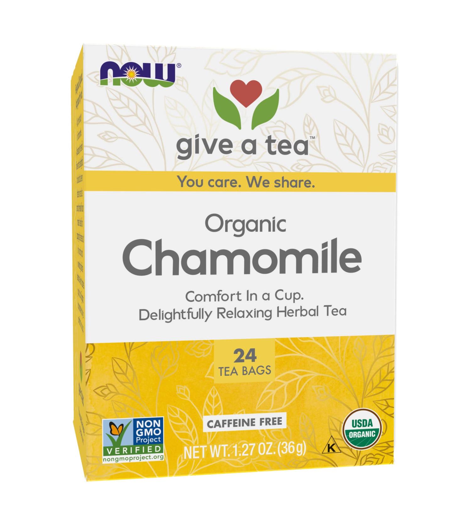 Now Foods Organic Chamomile Tea - Caffeine Free, 24 Bags (1.5g Each) | Relax & Enjoy - Buy Online on GoSupps.com