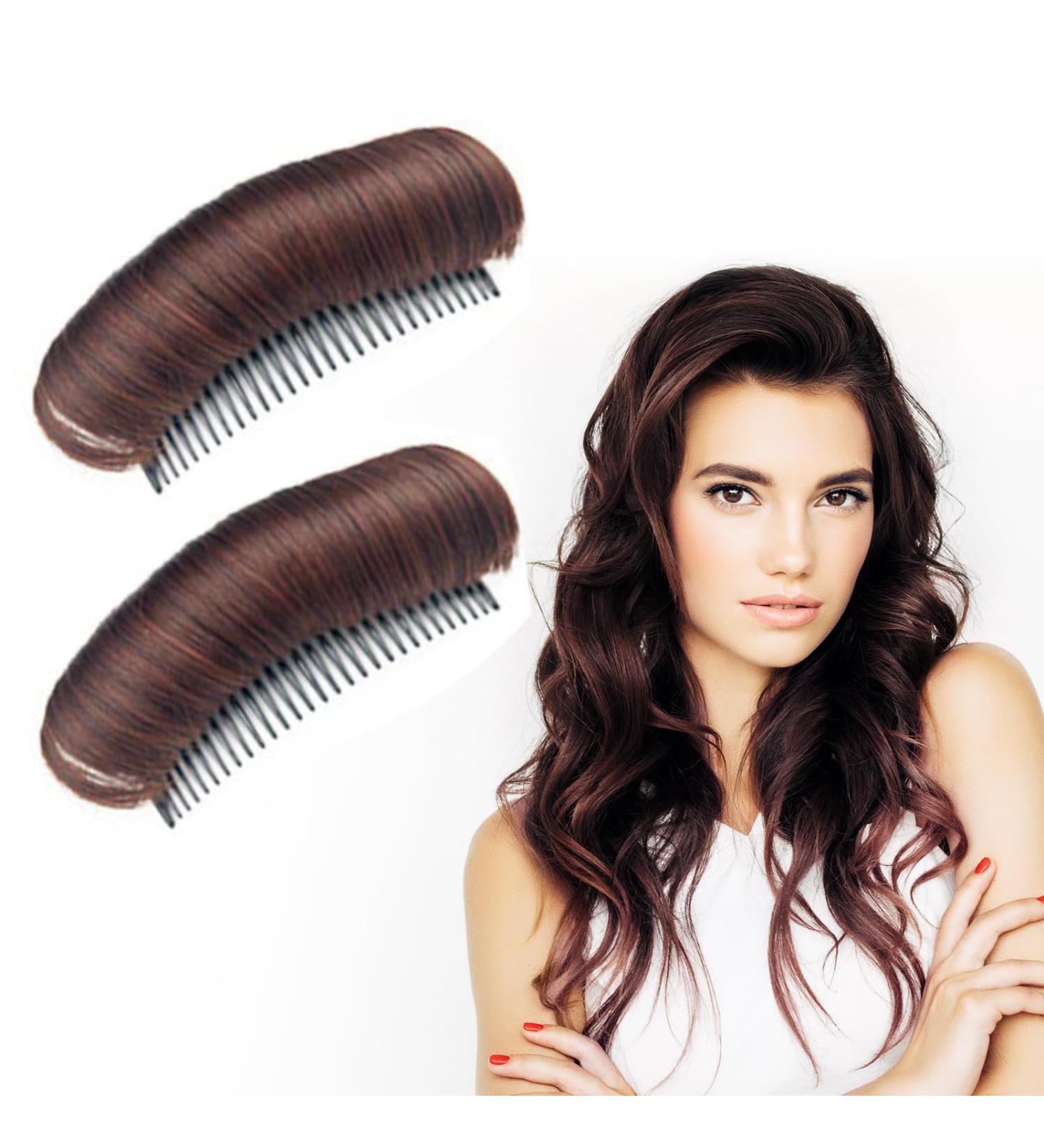 Natural Wig Piece 2 Insert False Hair Comb Tool Bump Up Fake Hair Comb Clip Great for Additional Hair Volume Fine and Thin Hair DIY Hairstyle Changed the shape of Your Head (dark brown) - Buy Online on GoSupps.com