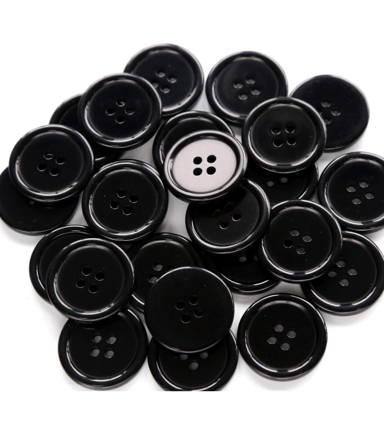 50PCS GANSSIA 1 Inch Black Resin Sewing Buttons for DIY Craft Decoration - Buy Online on GoSupps.com
