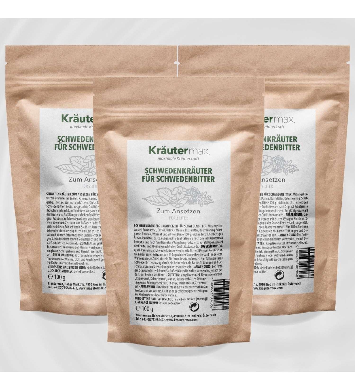 Herbal Max Kr utermax Swedish herb starter mixture for starting 2 liters of Swedish bitter 3 x 100 g - Buy Online on GoSupps.com