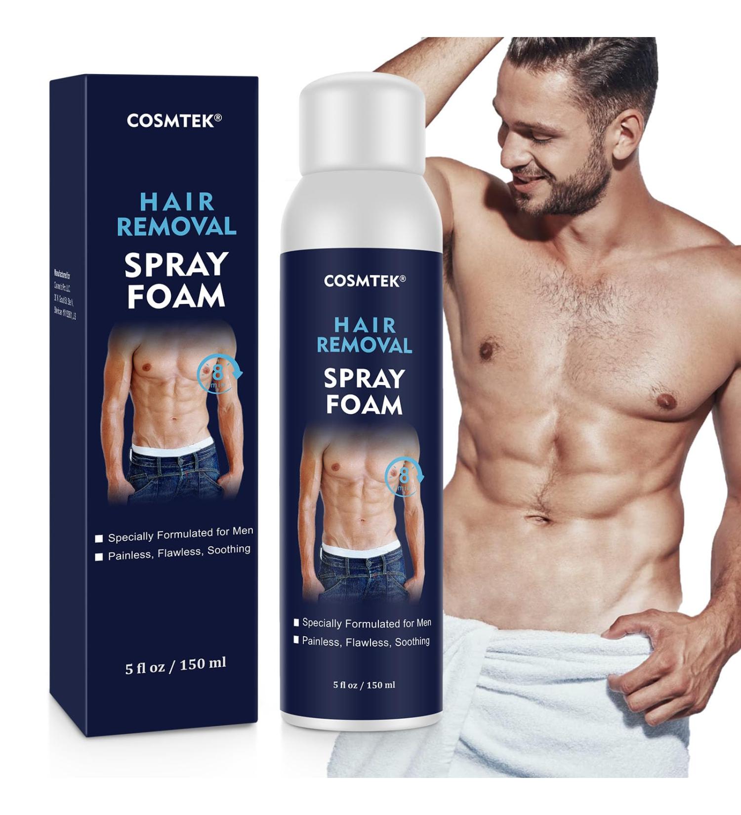 Effective Hair Removal Spray Foam for Men | No Irritation Cream for Underarms Chest Back & Legs | Safe for All Skin Types - Buy Online on GoSupps.com