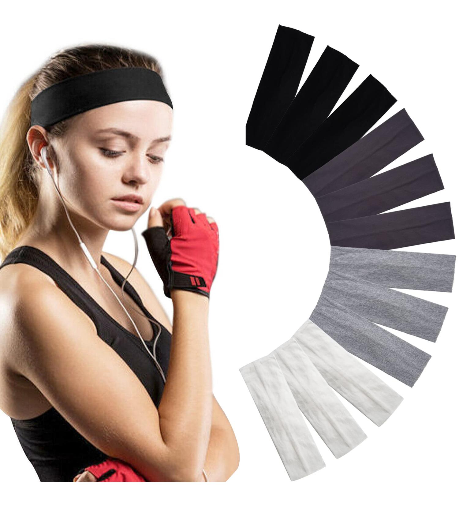 BBGifts 12 Pack Cotton Stretch Headbands for Women and Girls - Non-Slip Workout Head Wraps for Sports, Yoga, Pilates, Running - Solid Colors - Perfect Gift for Active Lifestyle - Buy Online on GoSupps.com