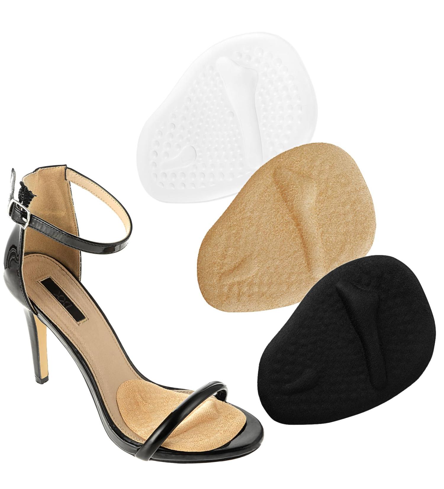 3 Pairs Metatarsal Pads for Women - Anti-Slip Ball of Foot Cushions & Heel Inserts in Beige Black Clear | Blister Prevention for Open Toe Shoes - Buy Online on GoSupps.com