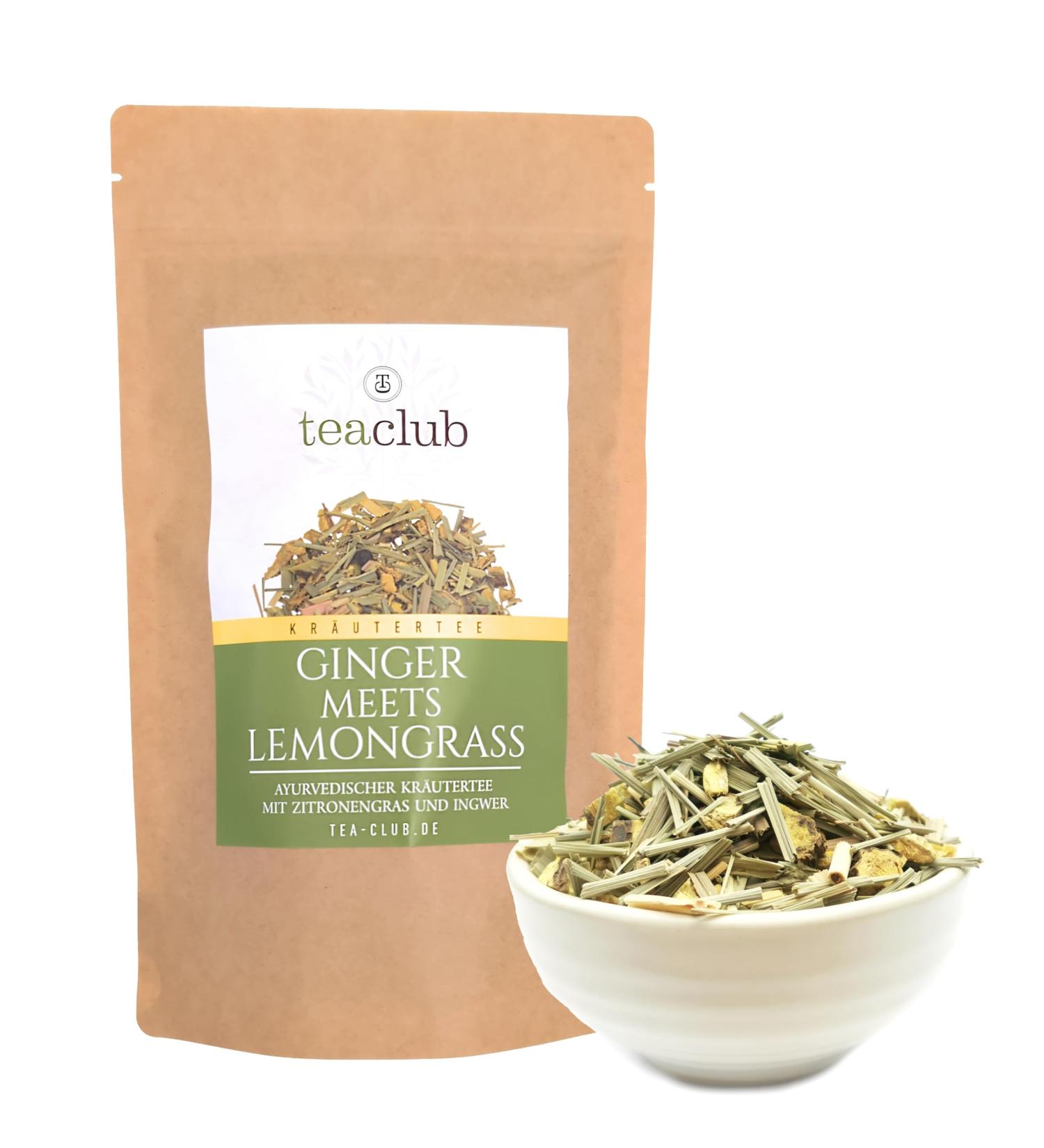 Tisane ayurv dique en vrac 500g m lange de th de racine de r glisse avec gingembre citronnelle menthe TeaClub Ginger Lemongrass Herbal Tea - Buy Online on GoSupps.com