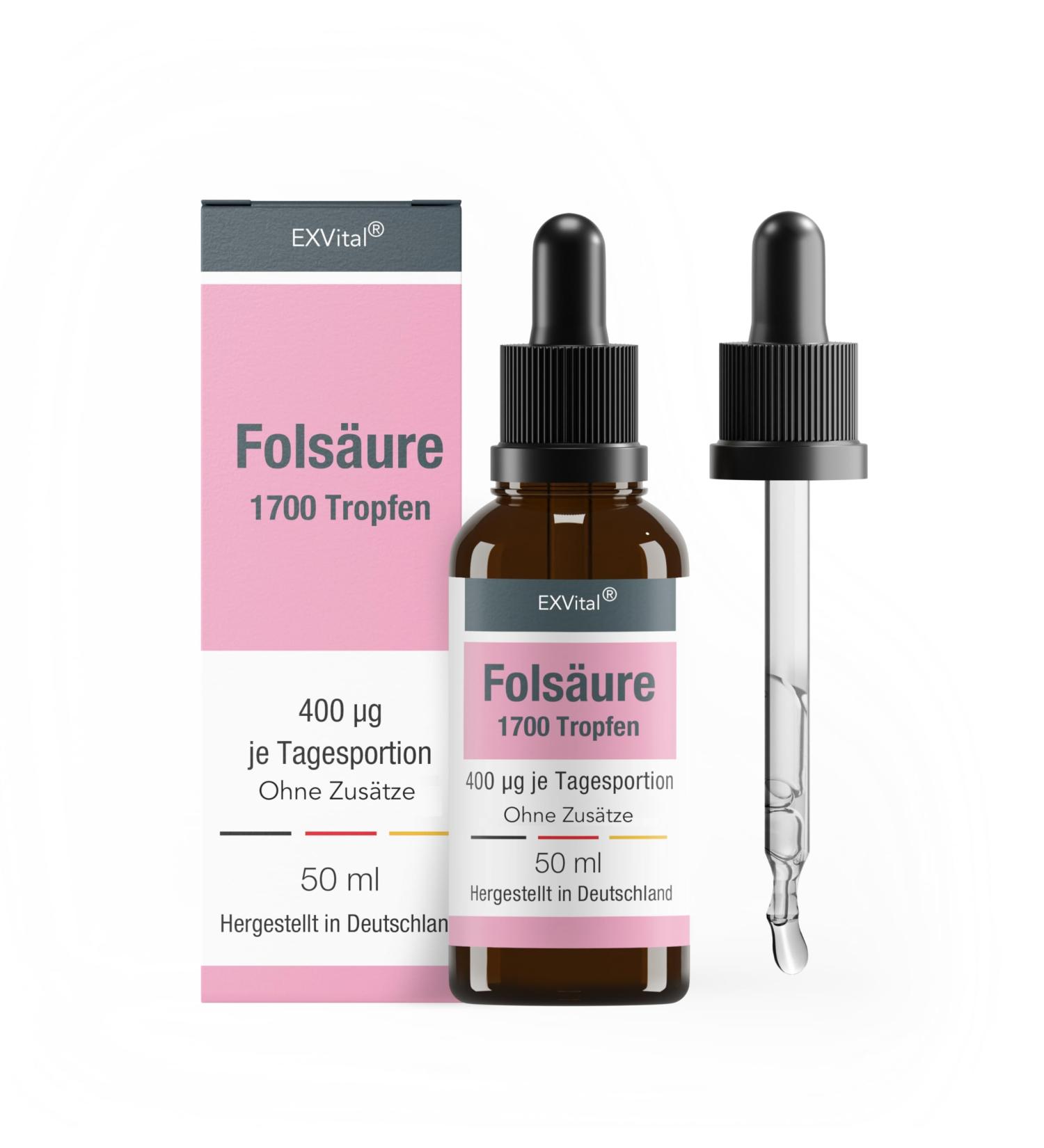 Buy Folic Acid Drops 400 g - 50ml Vegan Supplement for Pregnancy & Immune Health - Additive-Free Lab-Tested in Germany - Buy Online on GoSupps.com