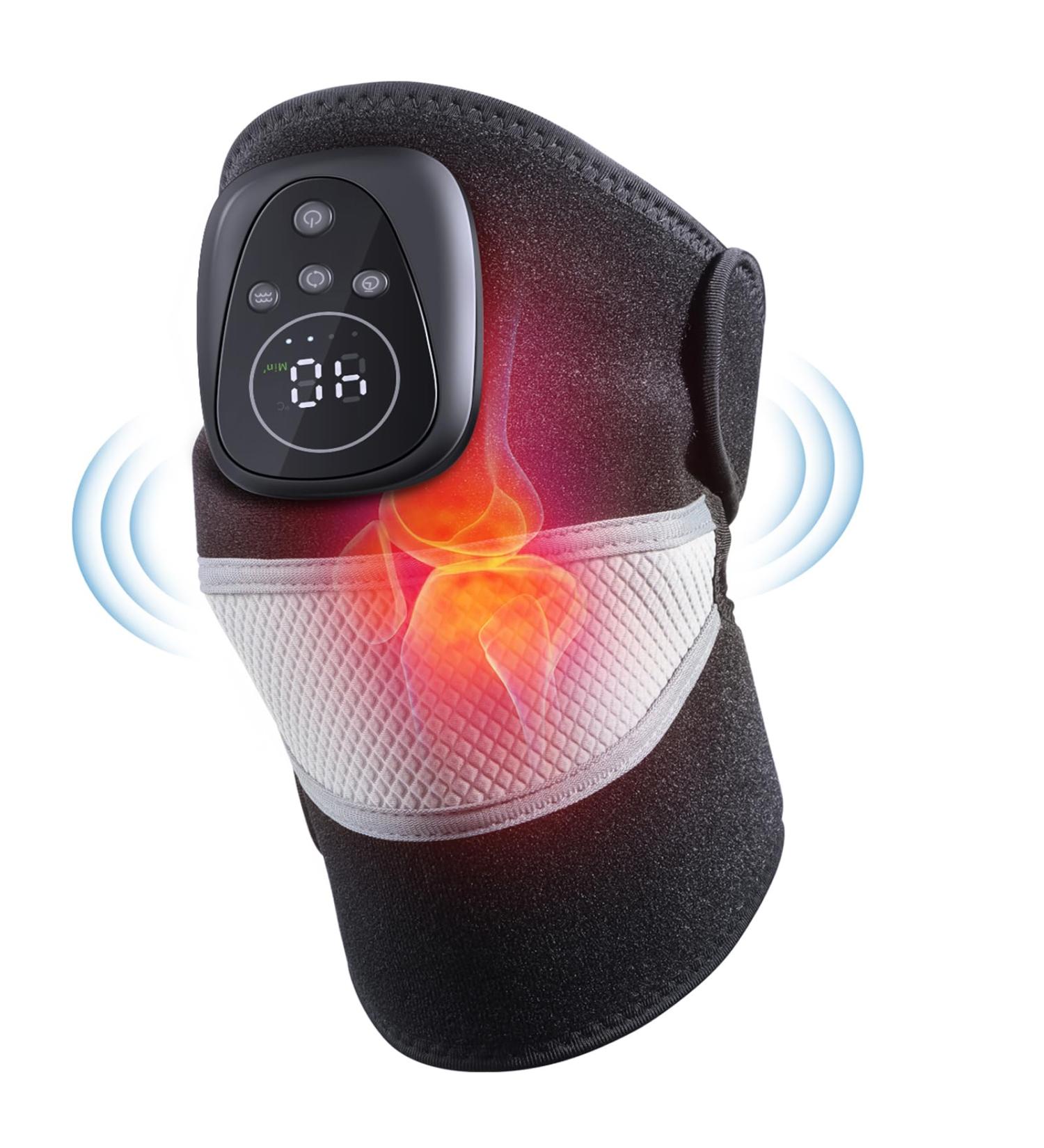 Cordless Knee Massager with Heat - 3-in-1 Heating Pad for Knee Shoulder Elbow | Arthritis Pain Relief Circulation Boost 4 Vibration Modes & 6 Heating Levels - Buy Online on GoSupps.com