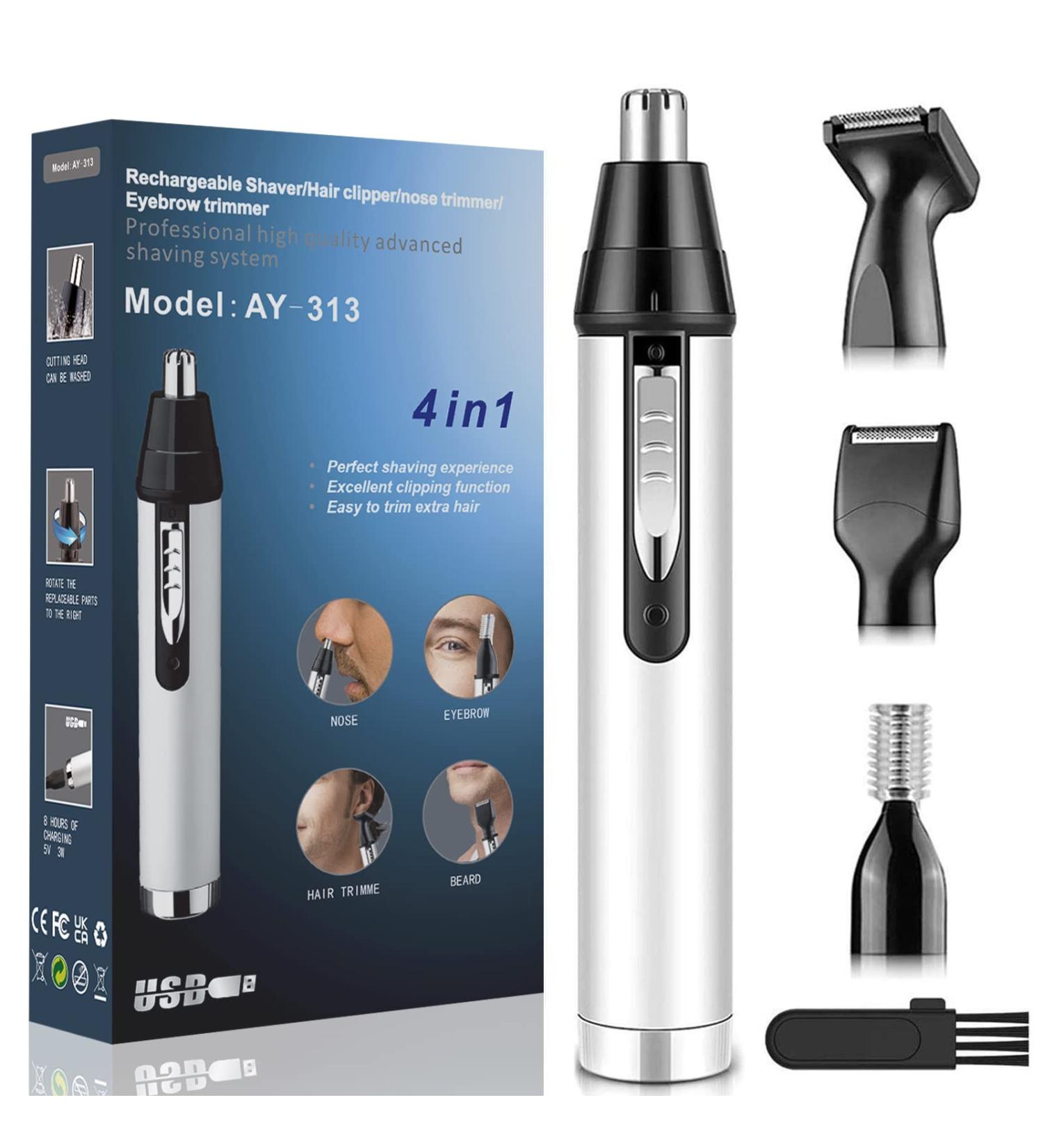 Professional USB Rechargeable Ear & Nose Hair Trimmer - 4 in 1 Waterproof Clippers for Men & Women - Buy Online on GoSupps.com