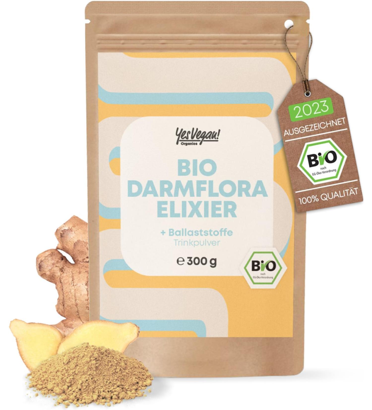Organic Intestinal Flora Powder - 13 Probiotic Strains Fiber-Rich Psyllium Inulin & Oat Bran - 300g for Digestive Health - 30-Day Supply - Buy Online on GoSupps.com