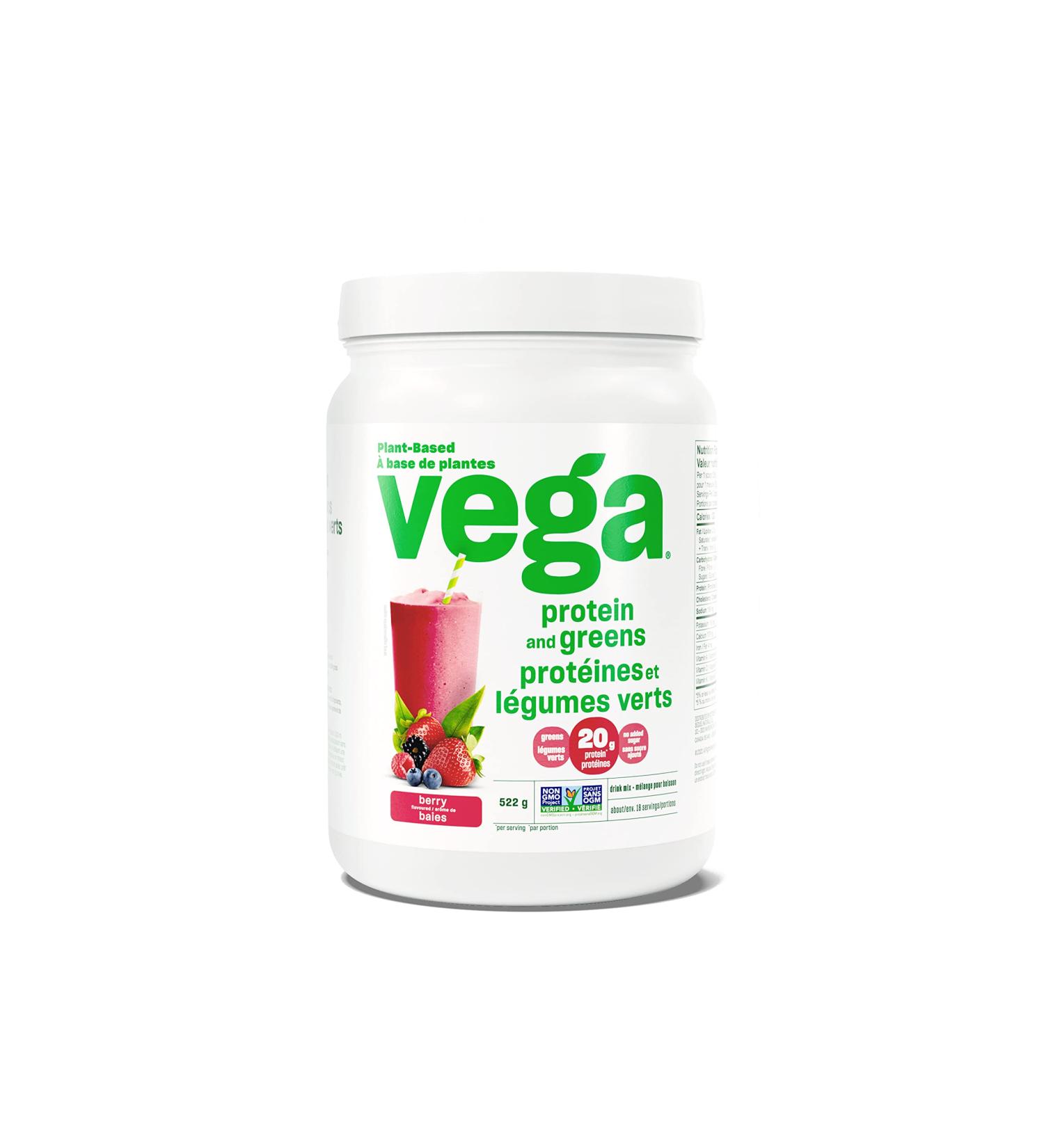 Vega Protein and Greens Berry (18 Servings) Plant Based Protein Powder Plus Veggies Vegan Non GMO Pea Protein For Women and Men 522g (Packaging May Vary) Berry 18 Servings (Pack of 1) - Buy Online on GoSupps.com