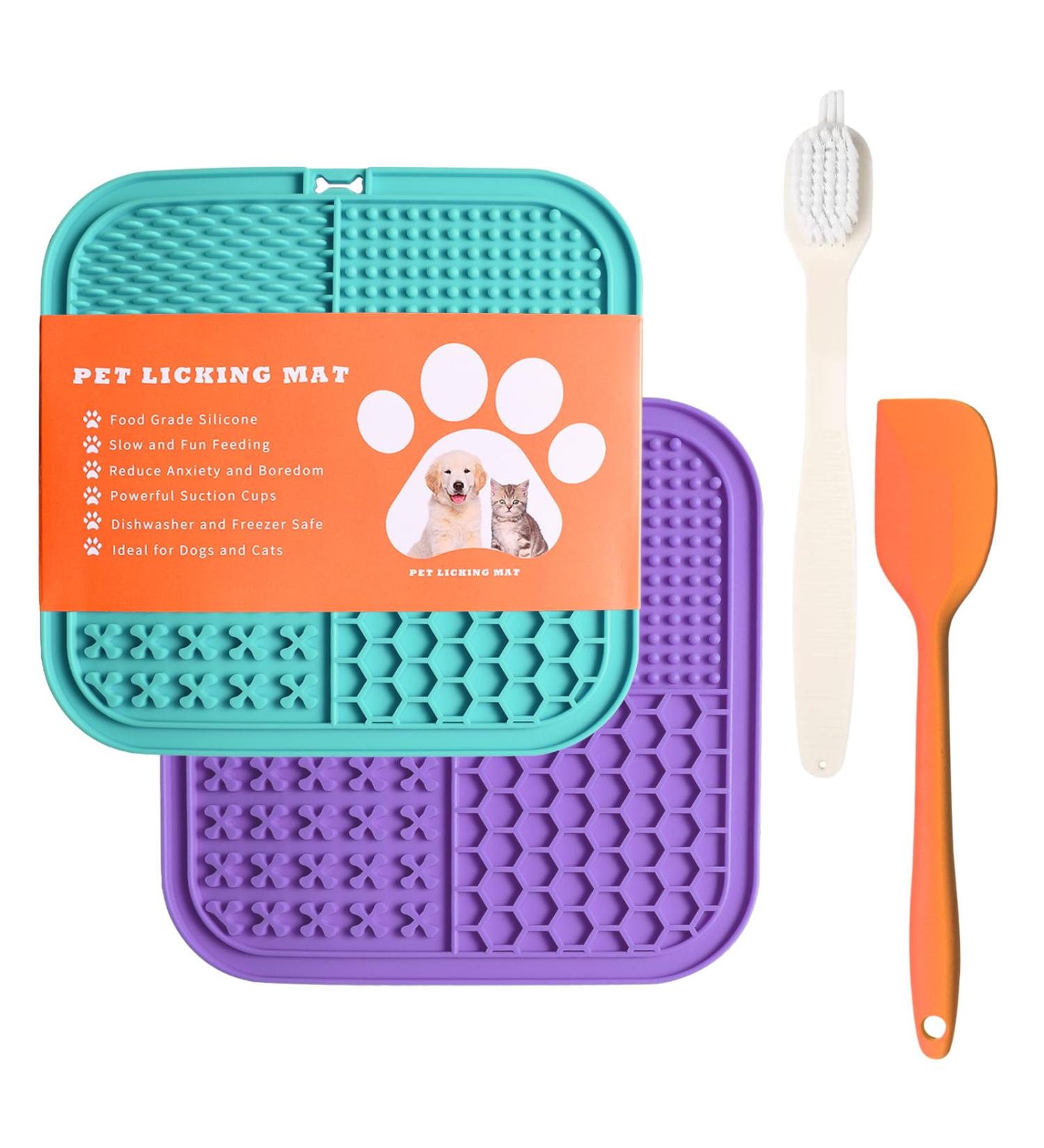 Buy Q line Losing Mat for Dogs - Light Blue & Purple Lickmate - Strong Suction Cups Spatula & Brush - Slow Feeder (Pack of 2) - International Shipping Available - Buy Online on GoSupps.com
