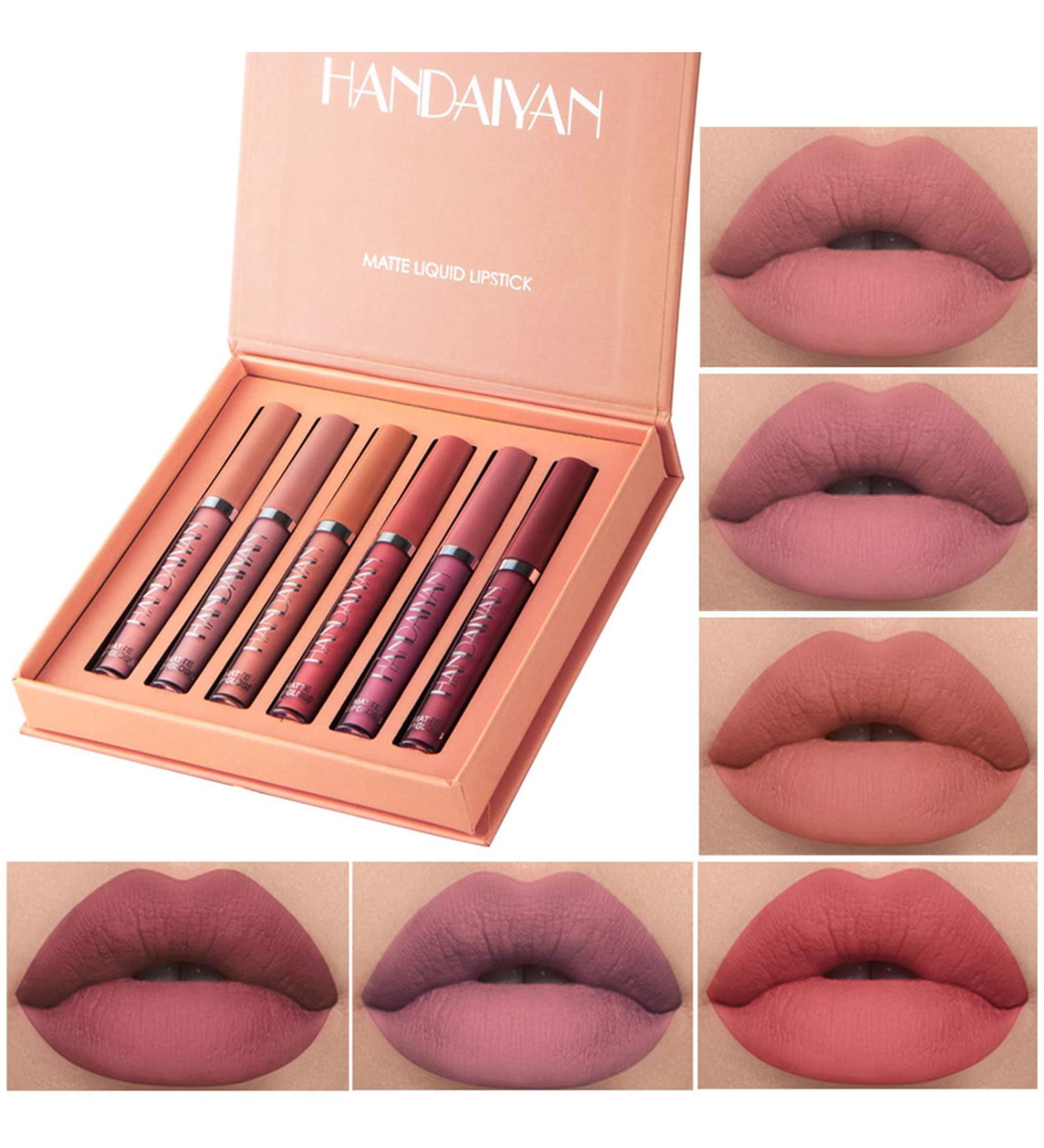 6pcs Matte Liquid Lipstick Set - Nude Lipstick Makeup Kit for Women - Waterproof Velvet Lip Gloss - Long-Lasting Non-Stick Cup - Set B - Buy Online on GoSupps.com