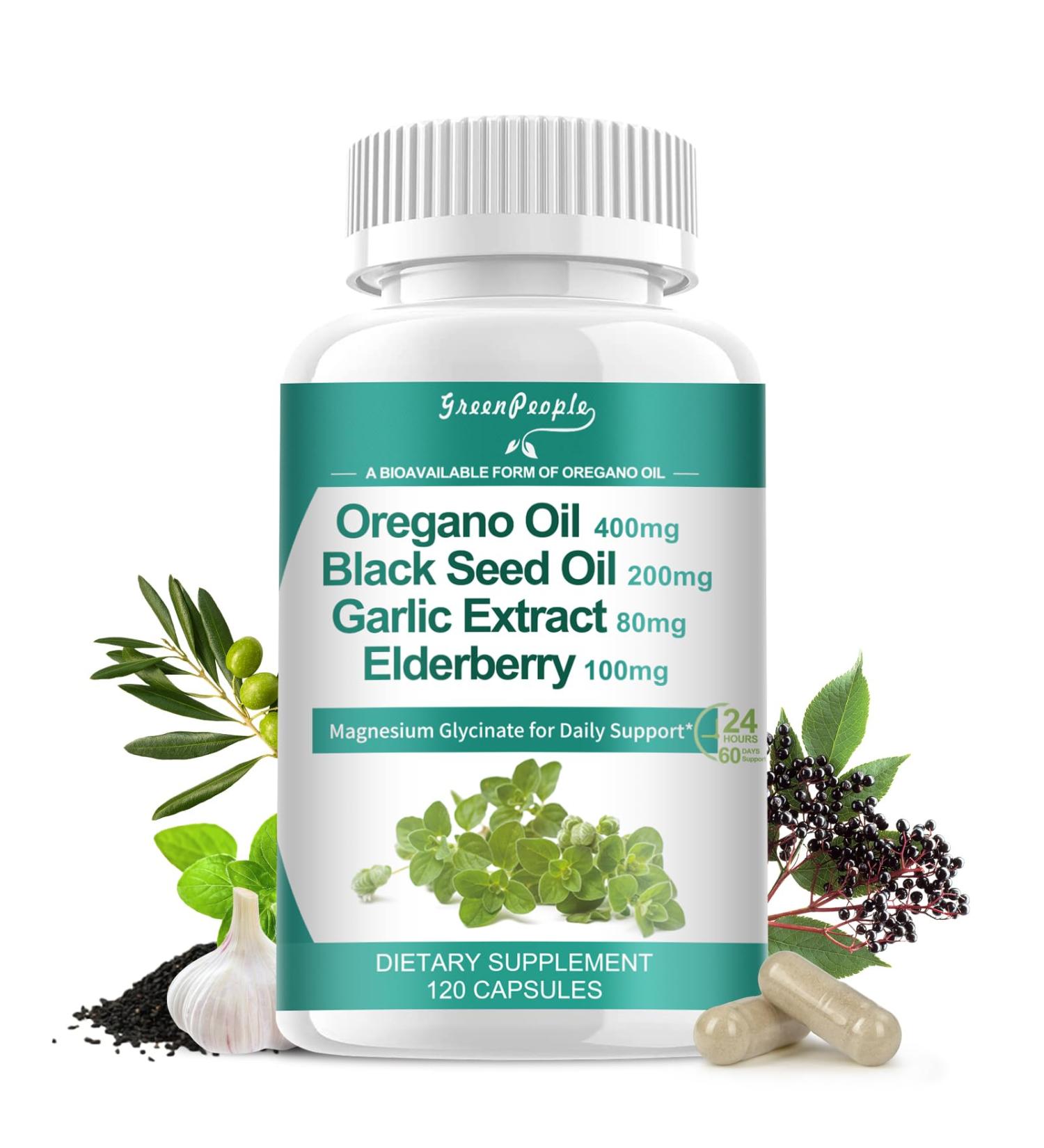 Organic Oregano Oil Capsules 11-in-1 Blend with Black Seed Oil, Elderberry, Garlic, Olive Leaf Magnesium & Black Pepper for Absorption Immune, Respiratory & Digestive Vegan, Non-GMO, 120 Ct 120 Count (Pack of 1) - Buy Online on GoSupps.com