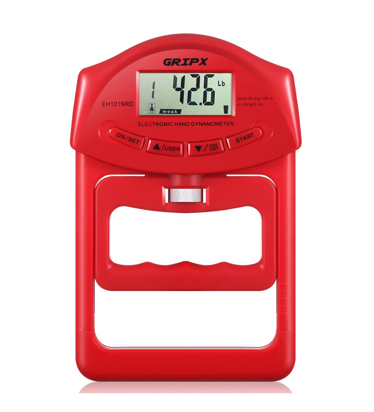 GRIPX Digital Hand Dynamometer - Grip Strength Measuring Device 198 lbs | Automatic Electronic Detection - Buy Online on GoSupps.com