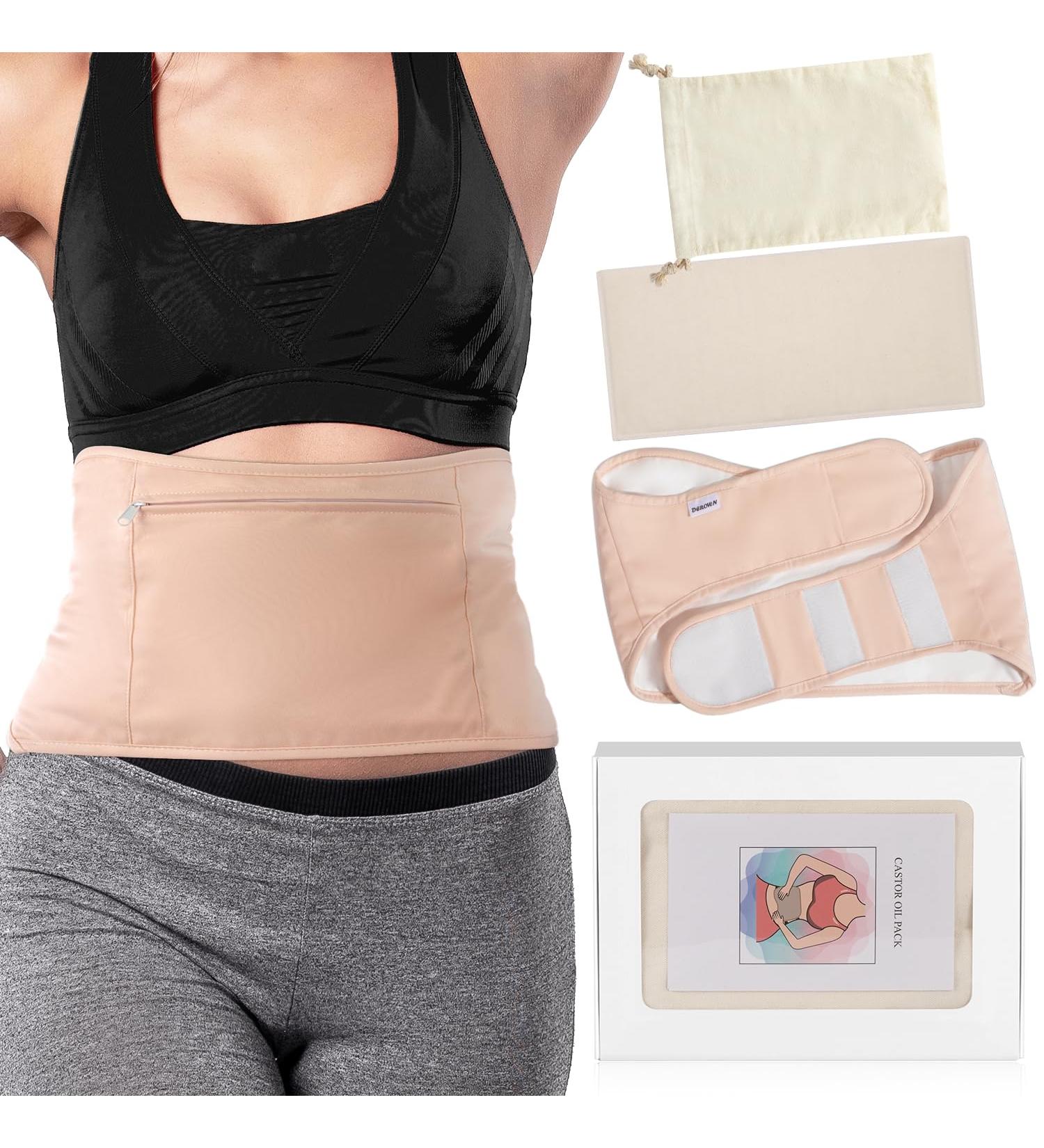 DEROWN Castor Oil Packs for Liver Detox, Less Mess Made of Organic Cotton Flannel & Waterproof PUL, Reusable Massage Castor Oil Pack Kit with Anti Oil Leak Design (Oil Not Included) - Buy Online on GoSupps.com