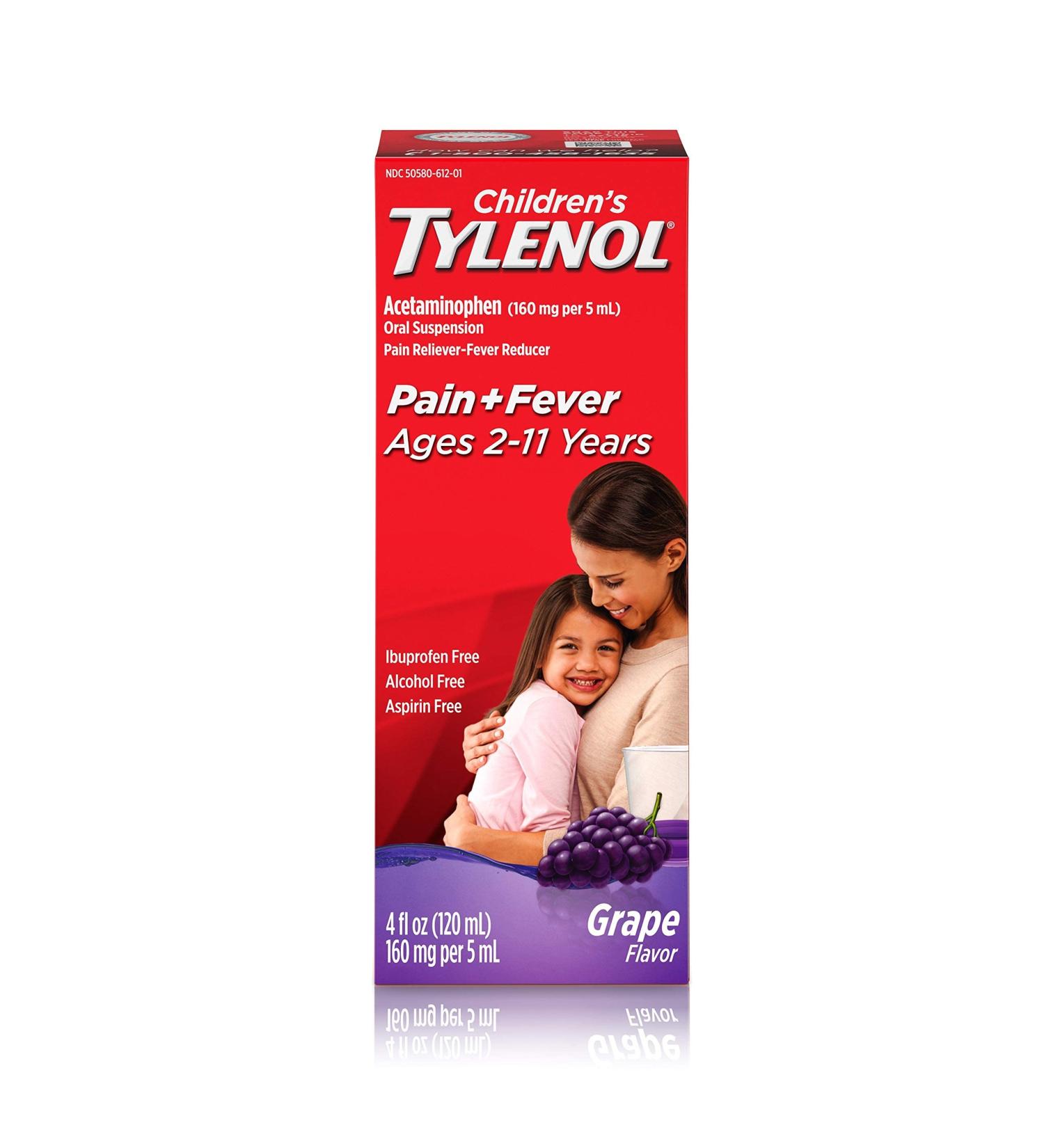 Tylenol Children's Oral Suspension Grape 4 FL. OZ. - Fast-Acting Fever and Pain Relief - Buy Online on GoSupps.com