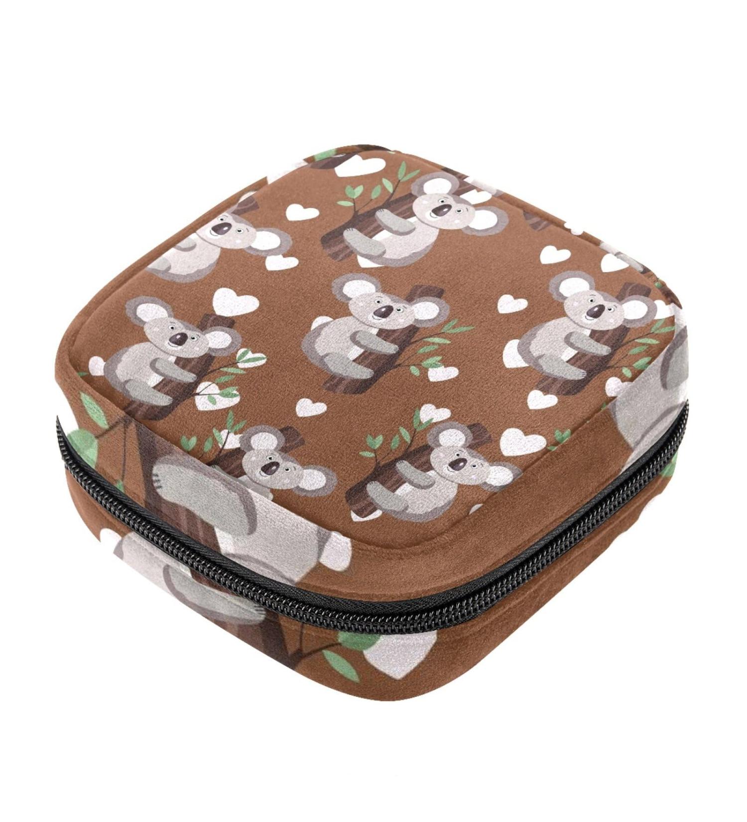 Koala Heart Pattern Sanitary Napkin Storage Bag | Menstrual Pad Pouch for Women | Portable Menstrual Period Bag | Zippered Tampons Collection Bag - Color 13 - Buy Online on GoSupps.com